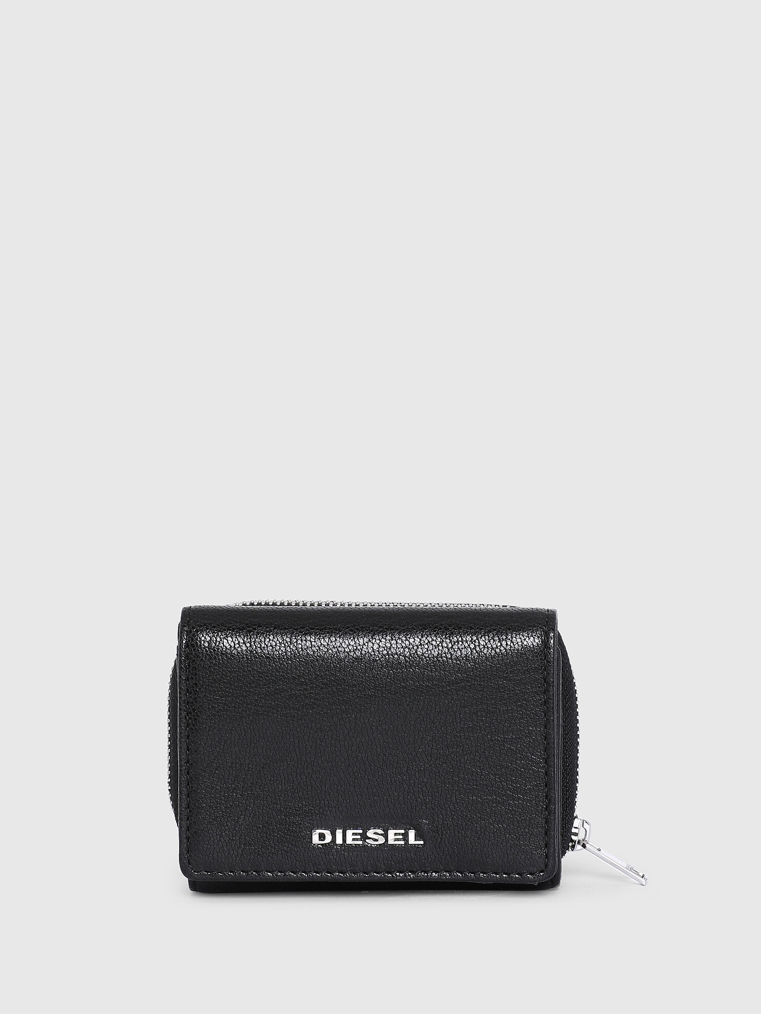 Diesel - SPEJAP, Man's Tri-fold wallet with colour detail in Black/Grey - 1