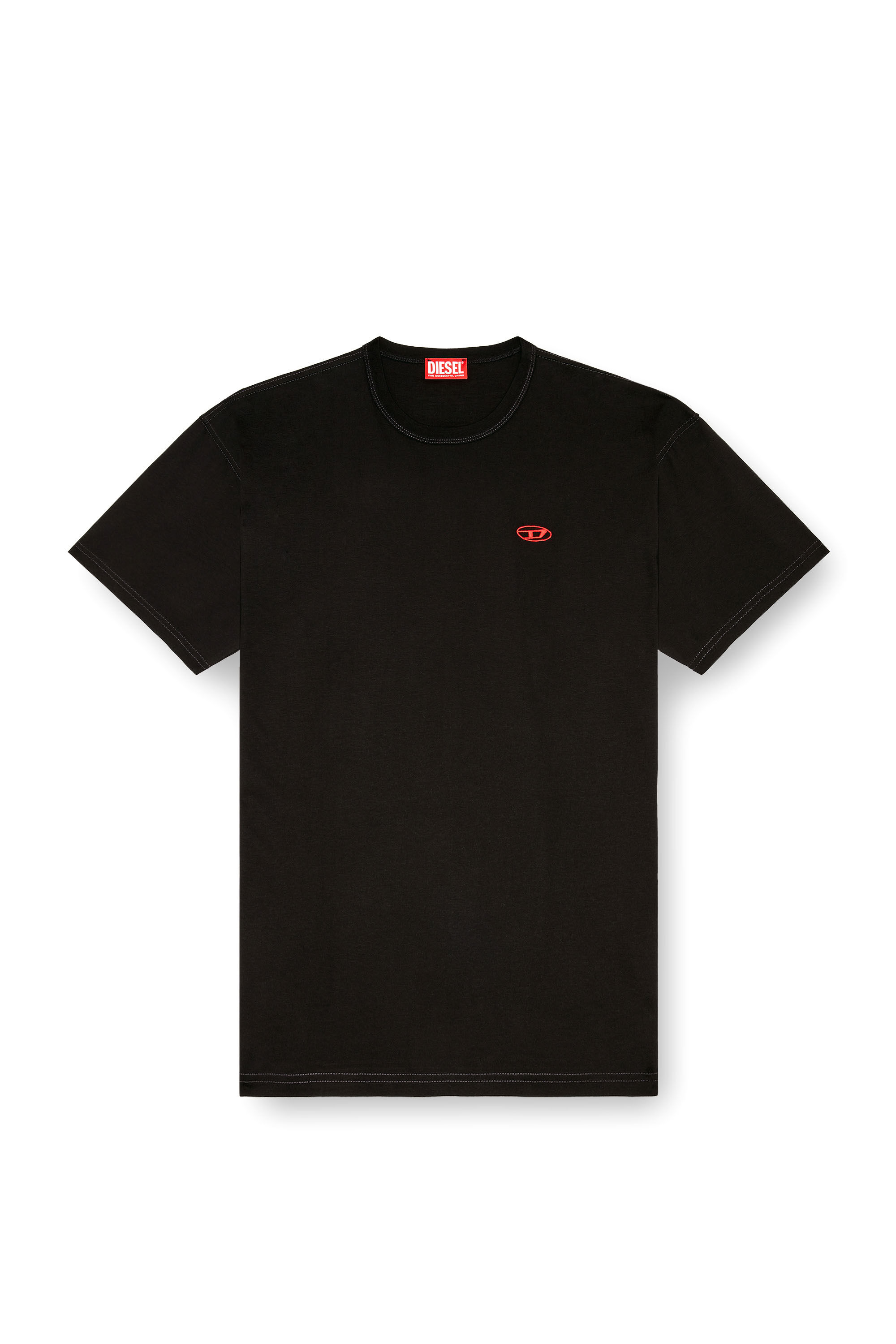 Men's T-shirt with Oval D print and embroidery | Black | Diesel