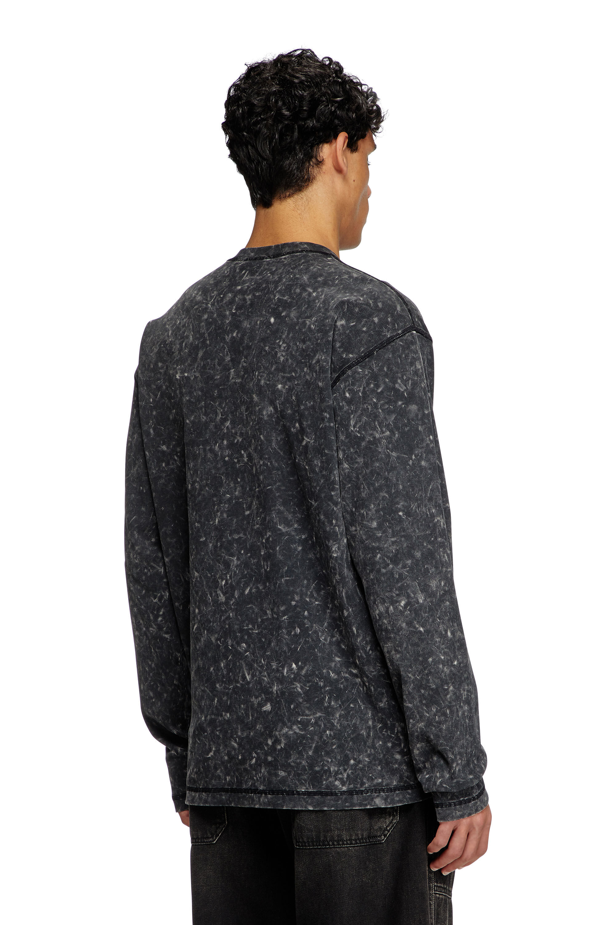 Diesel - T-AUSER, Top con efecto mármol y recortes con cremallera Hombre in Negro - 4