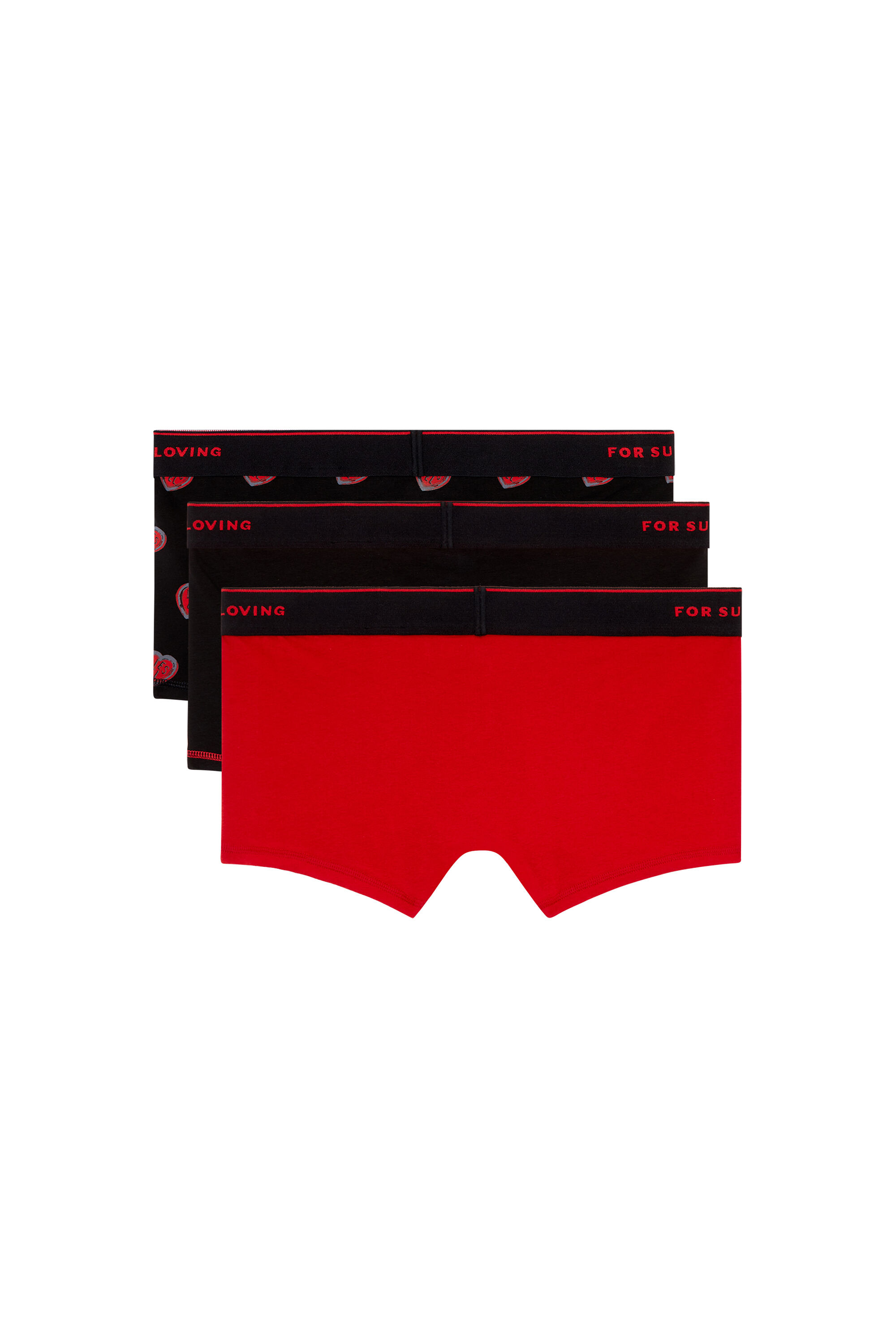 Diesel - UMBX-DAMIENTHREEPACK, Man's Three-pack boxer briefs plain and heart print in Black/Red - 2