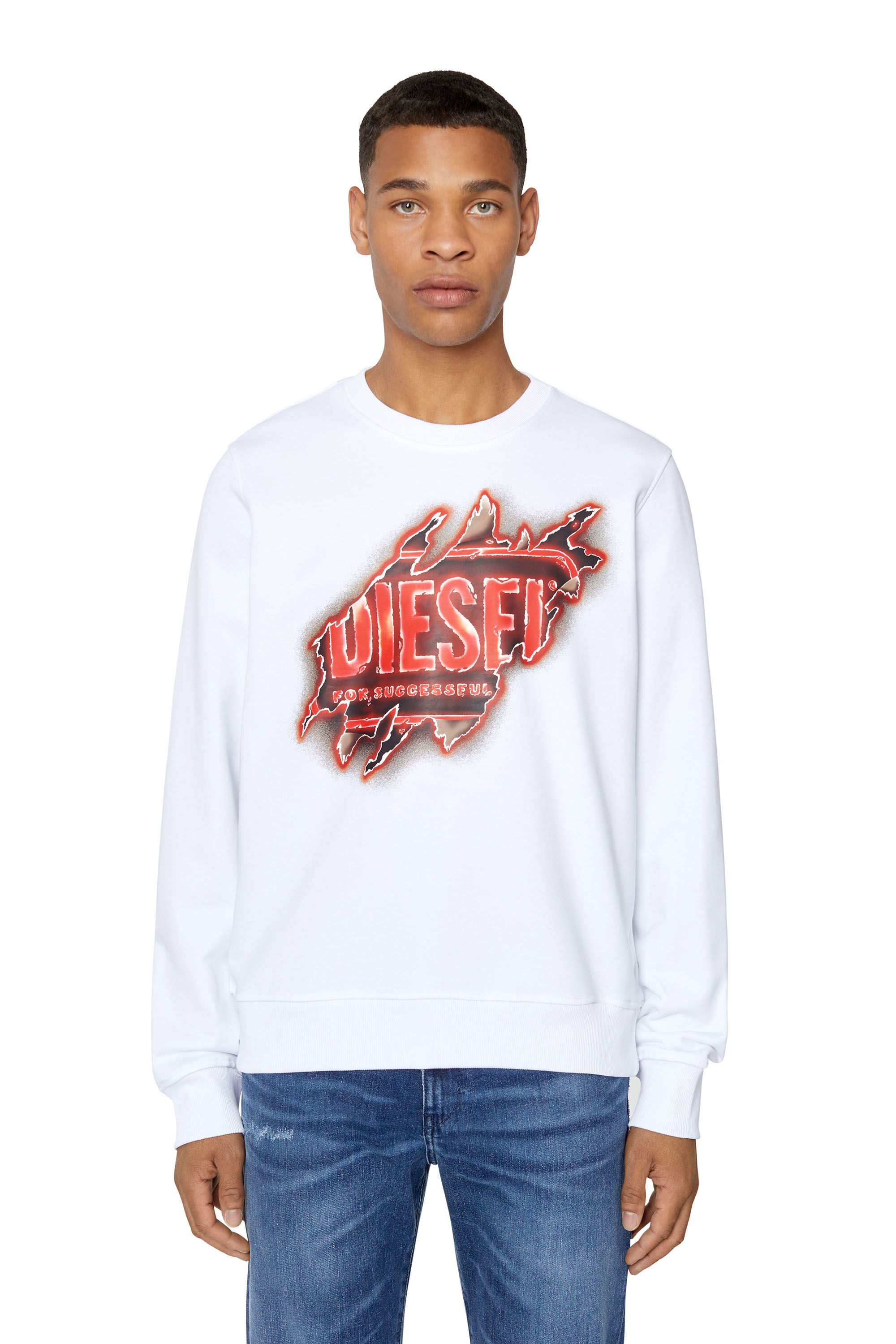 S GINN E9 Man Sweatshirt with peel effect logo print Diesel