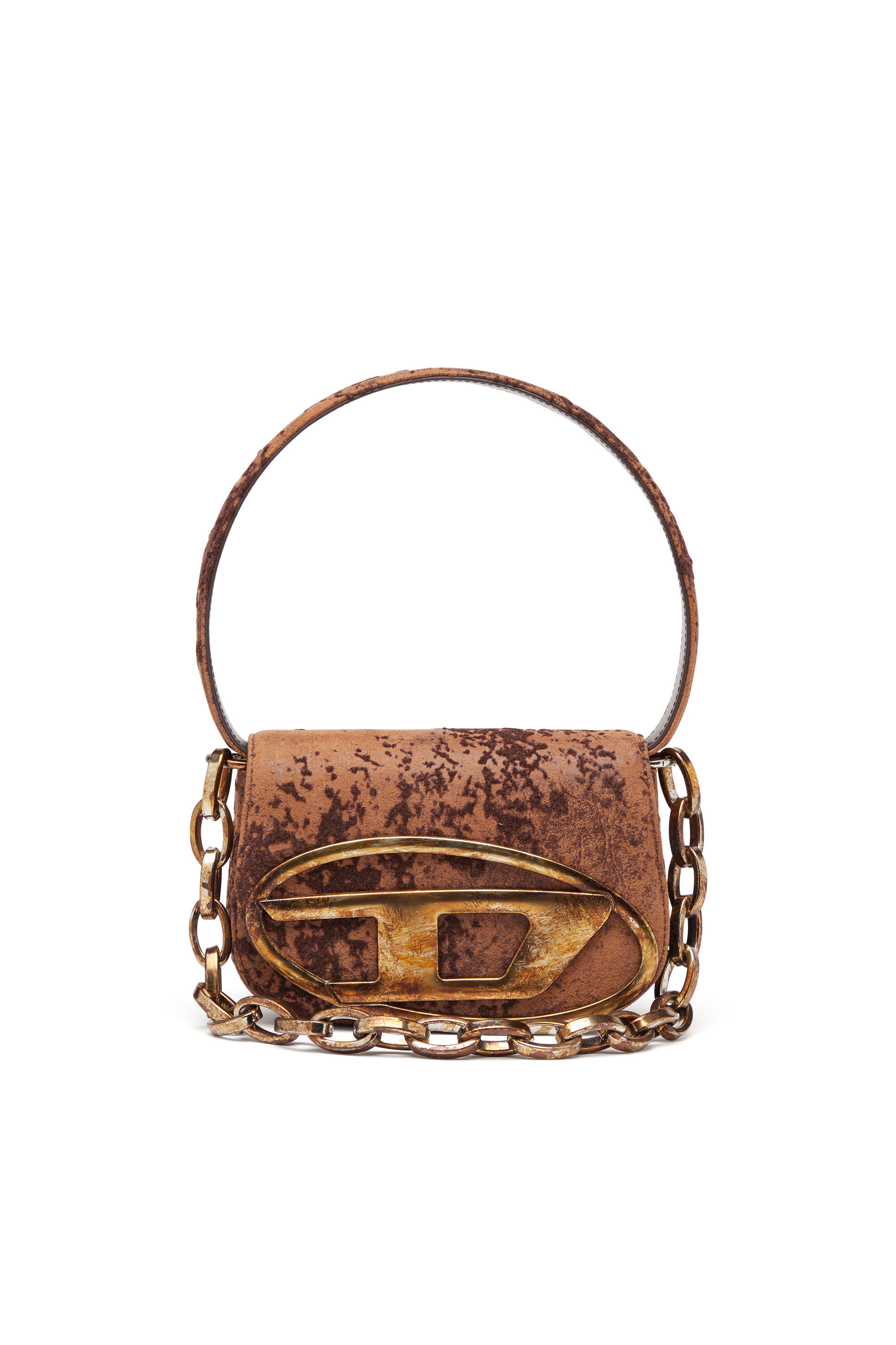 Women's 1DR-Iconic shoulder bag in flocked fabric | Brown | Diesel