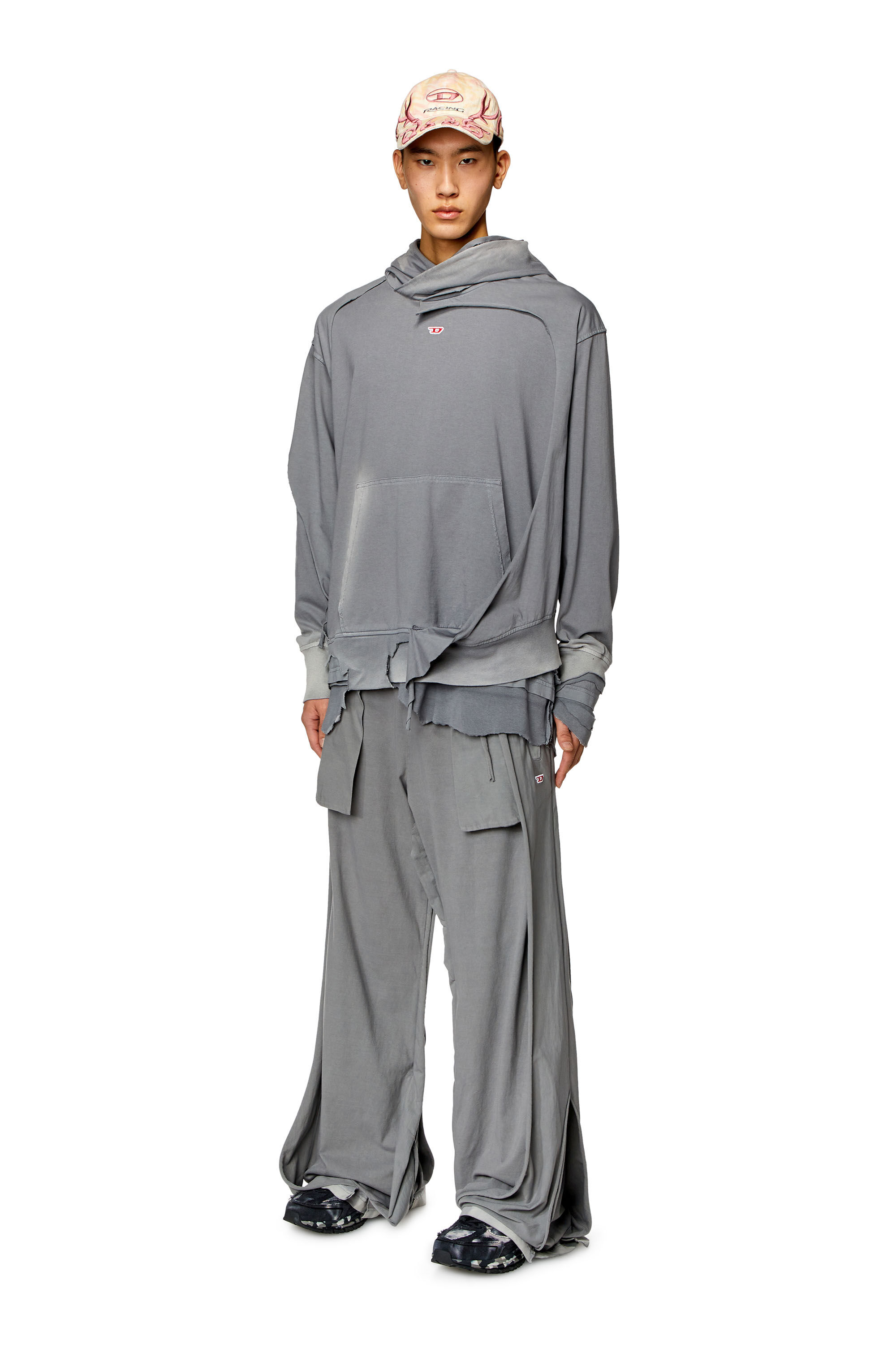 Men's Sweatpants with destroyed peel-off effect | Grey | Diesel