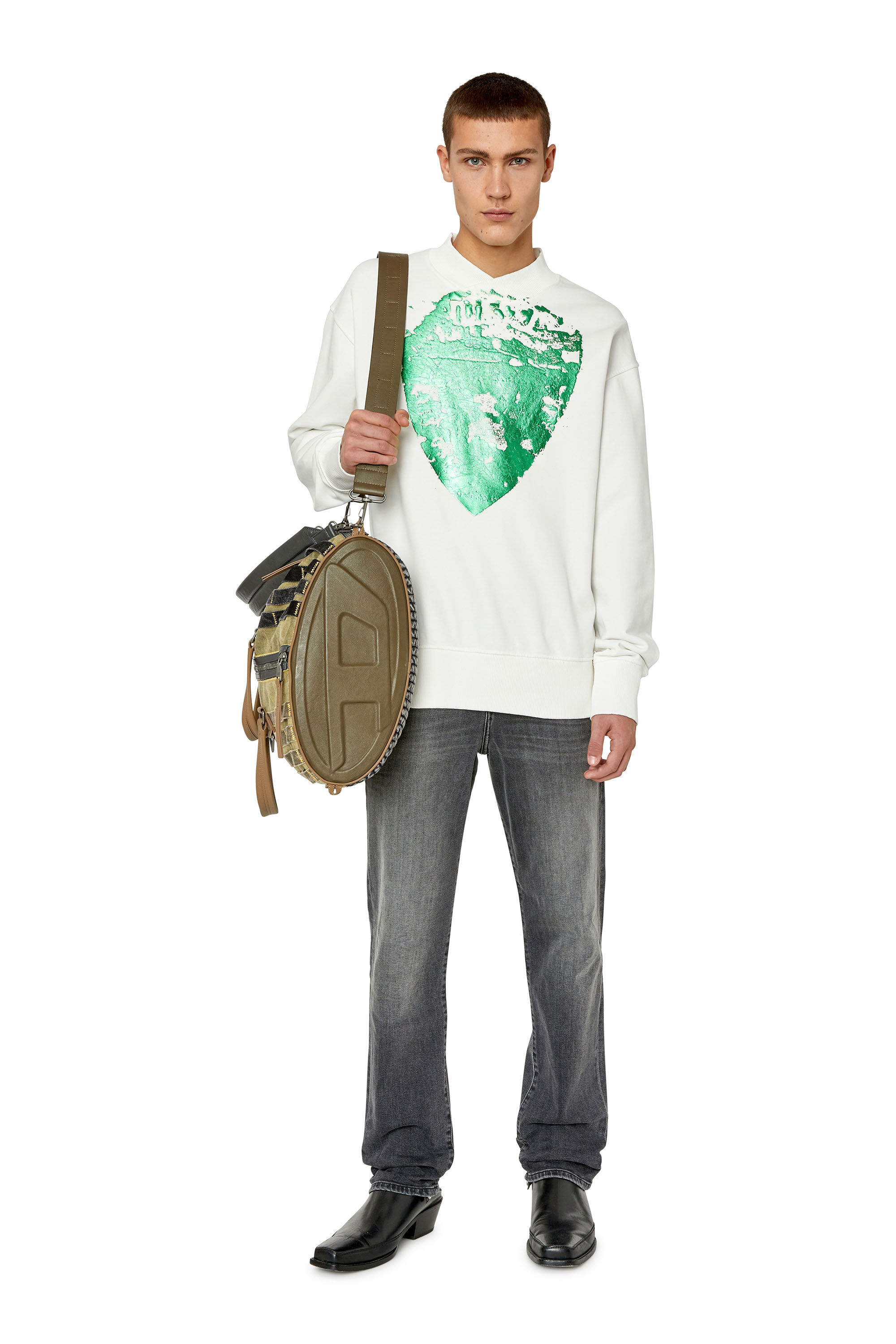S-MACKIS-G1 Man: Sweatshirt with cracked foil print | Diesel