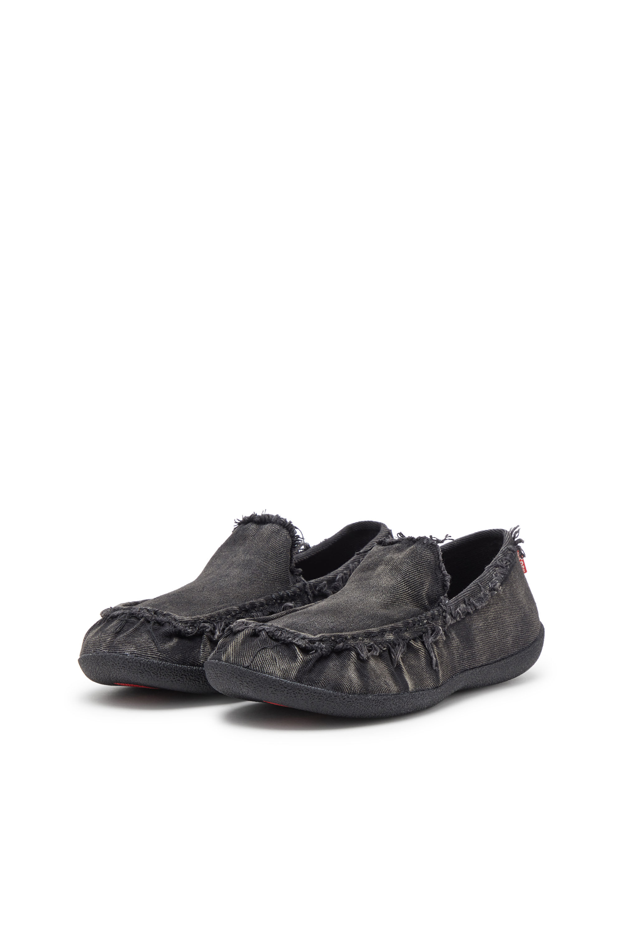 Diesel - D-SHOCK MOC, Man's D-Shock-Distressed denim loafers in Black - 8