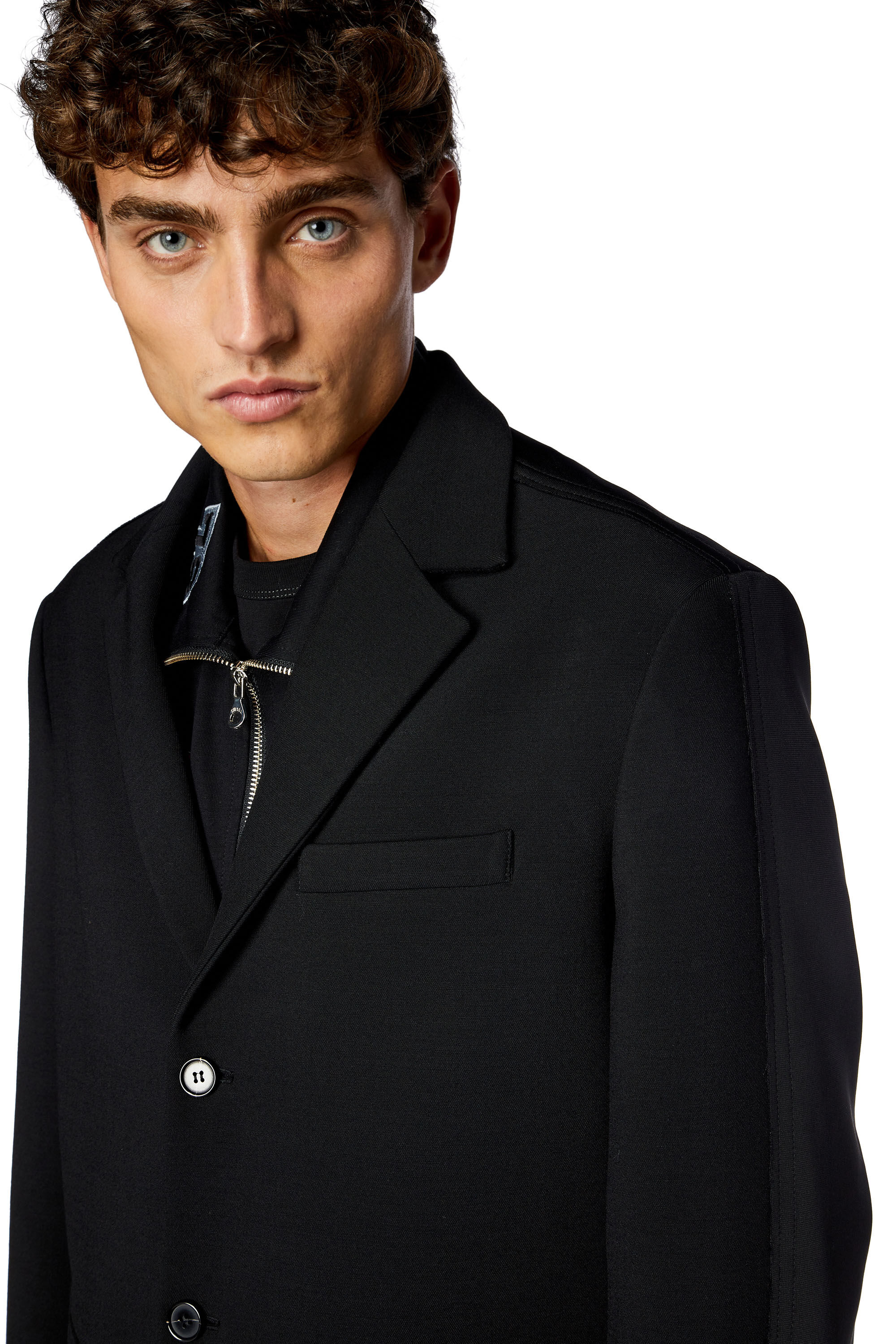 Men's Hybrid coat in cool wool and jersey | Black | Diesel