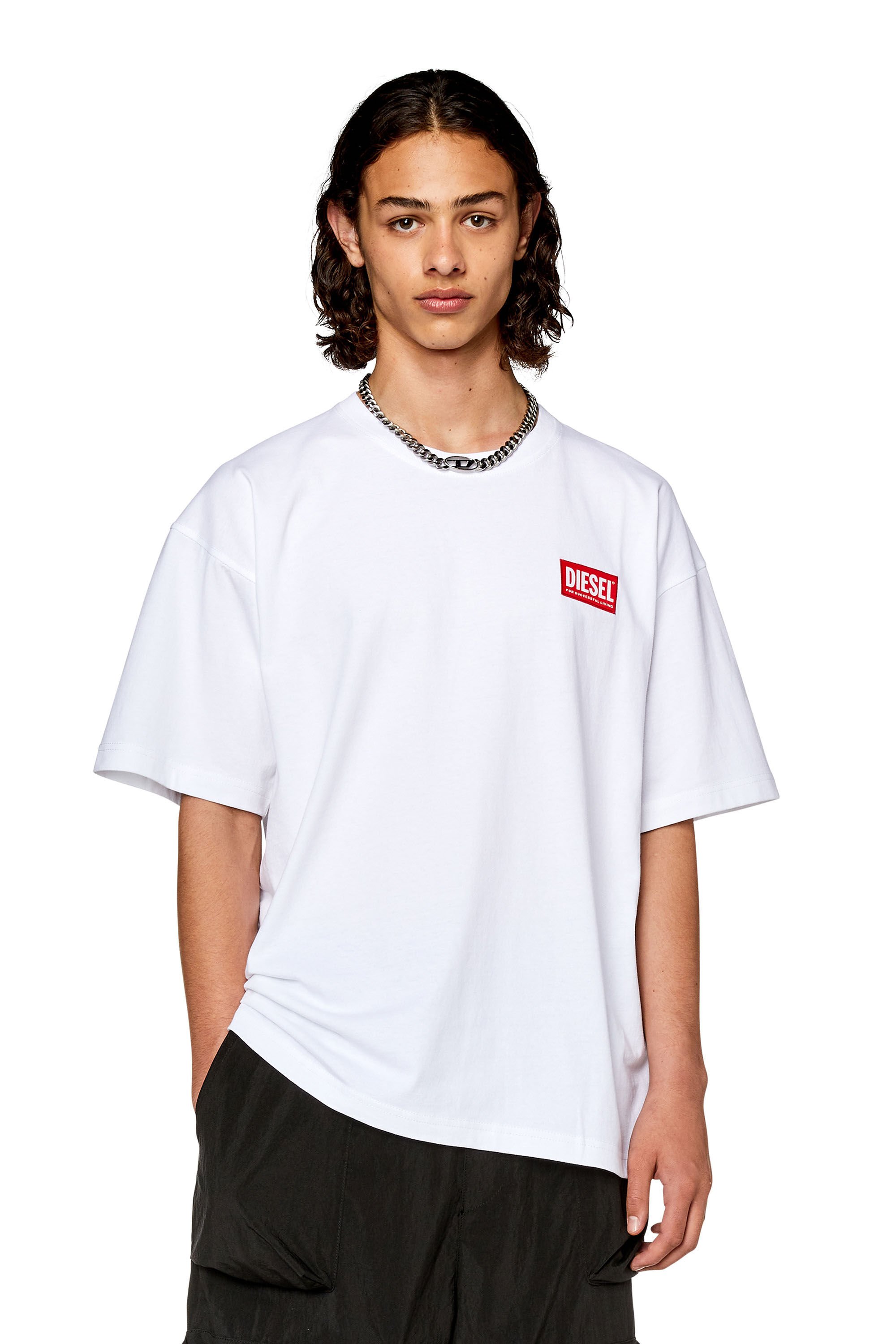 Men's T-shirt with logo patch | White | Diesel