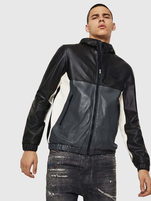 Leather Jacket With Colour Block Design