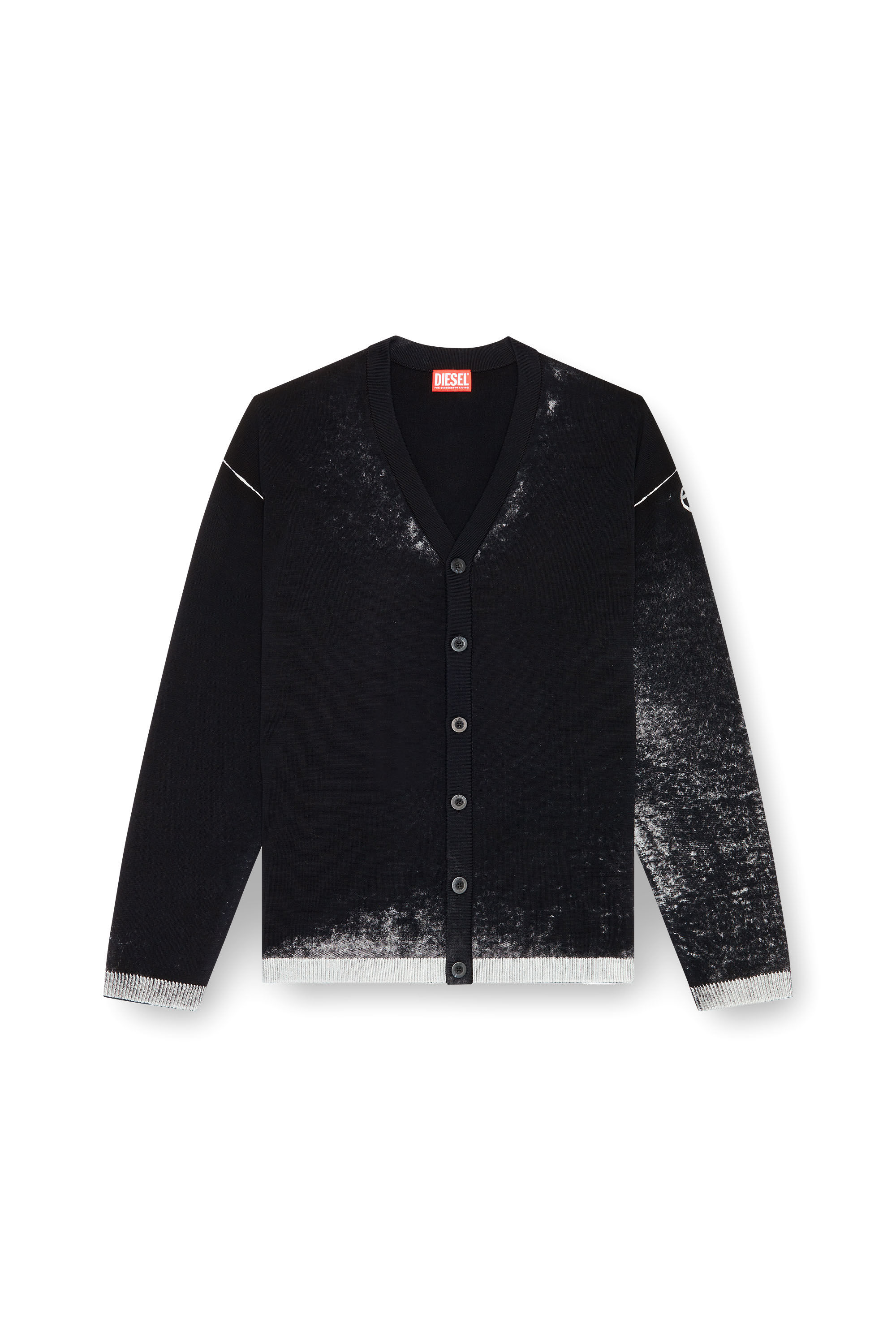 Diesel - K-LARENCE-CARDIGAN-B, Chaqueta de punto de algodón con estampado invertido Hombre in Negro - 2