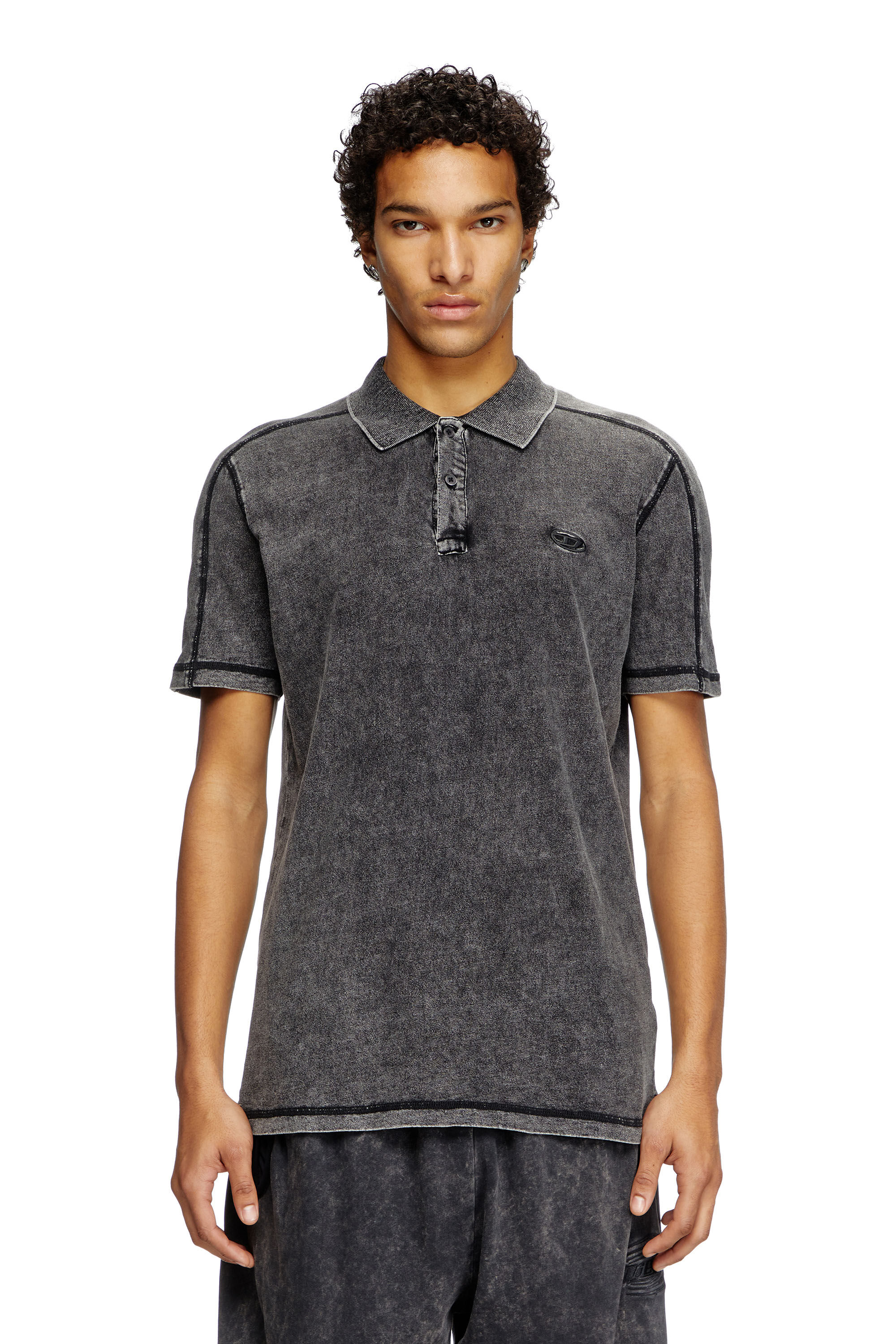 Men's Denim-look polo shirt | Black | Diesel
