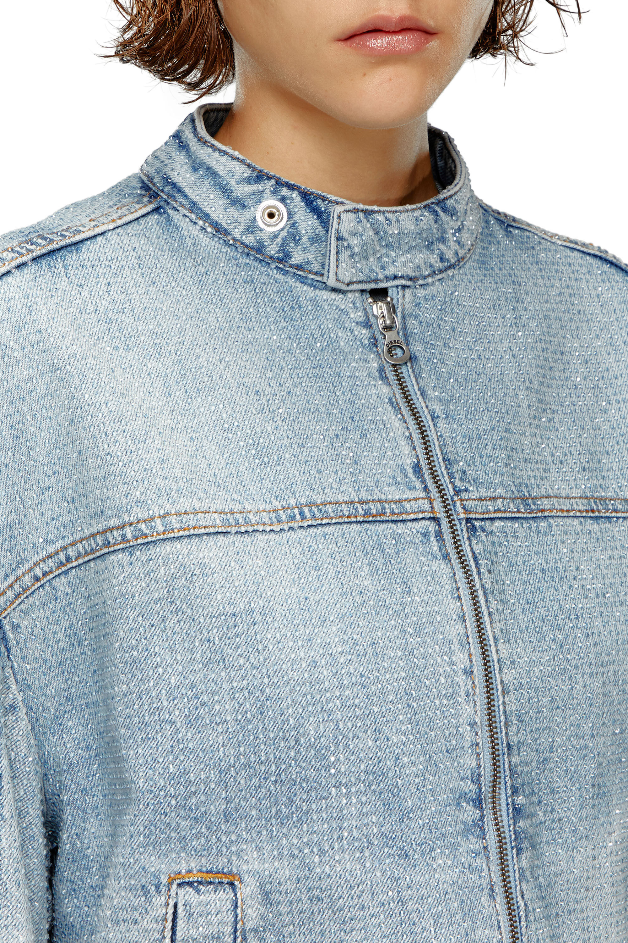 Women's Oversized jacket in crystal denim | Blue | Diesel