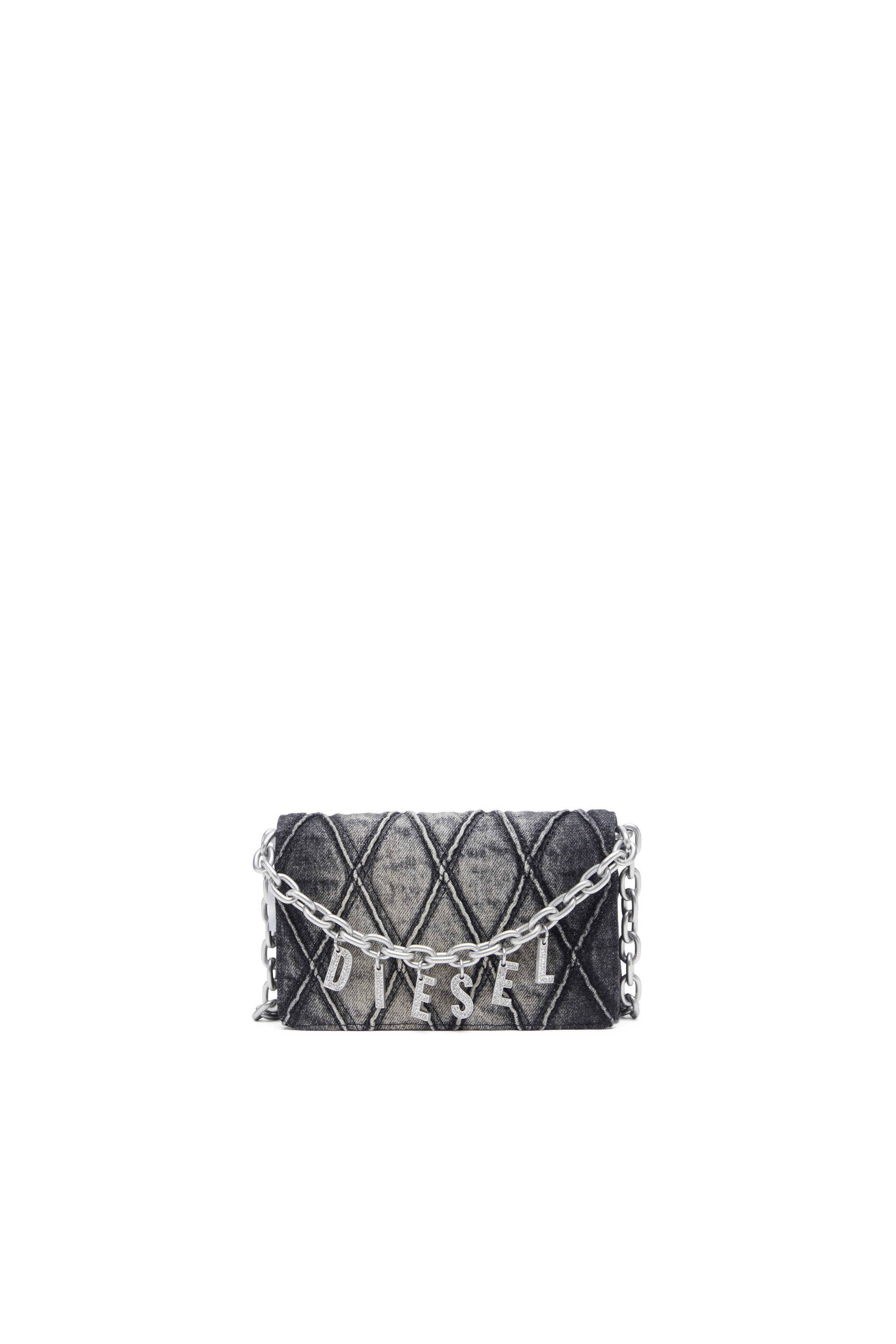 DIESEL☆ Wallet purse in argyle quilted denim ブラック Women's Wallet purse in argyle quilted denim | Black | Diesel