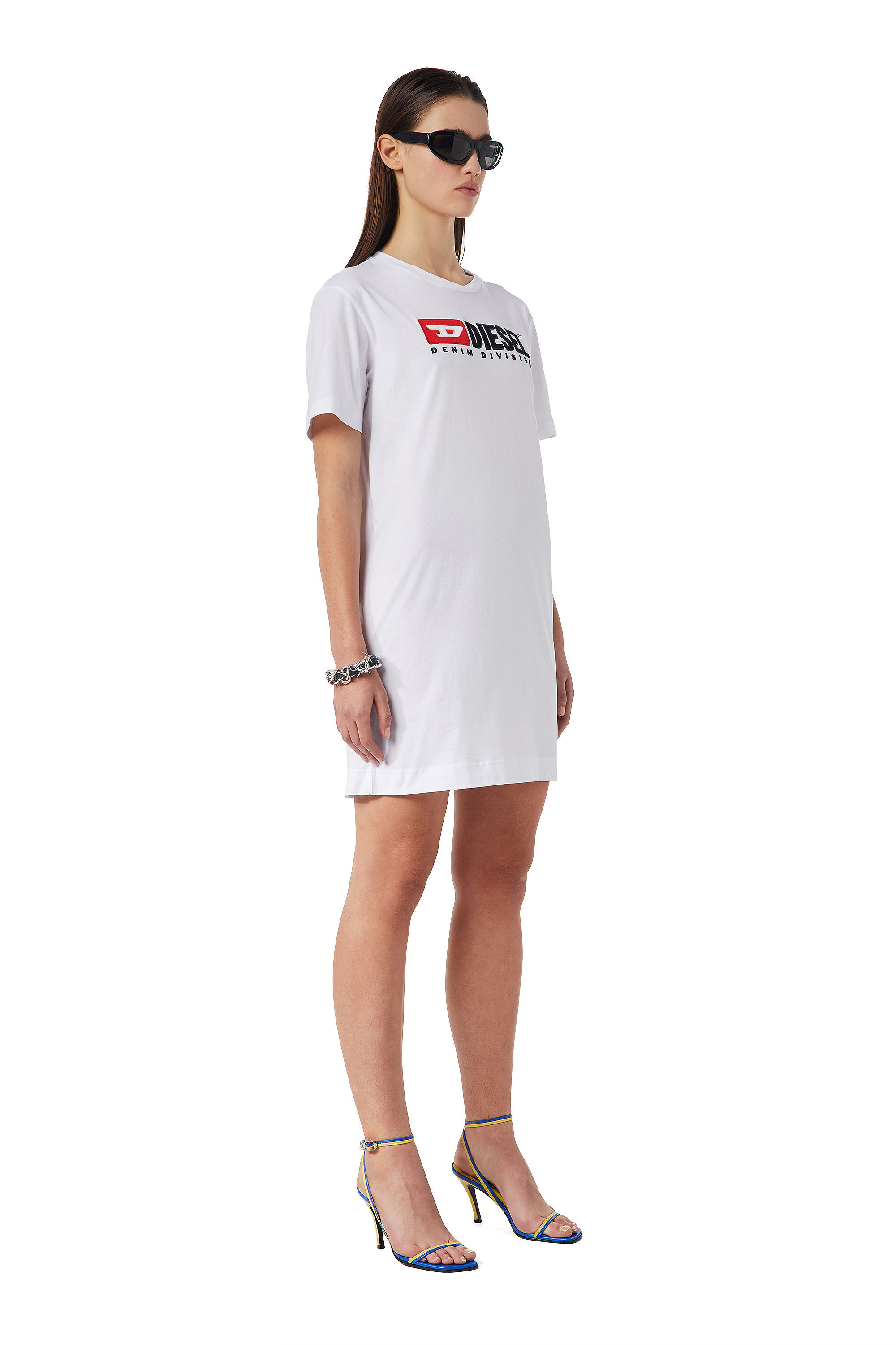 Diesel - D-EGOR-DIV, Woman's T-shirt dress with logo in White - 4