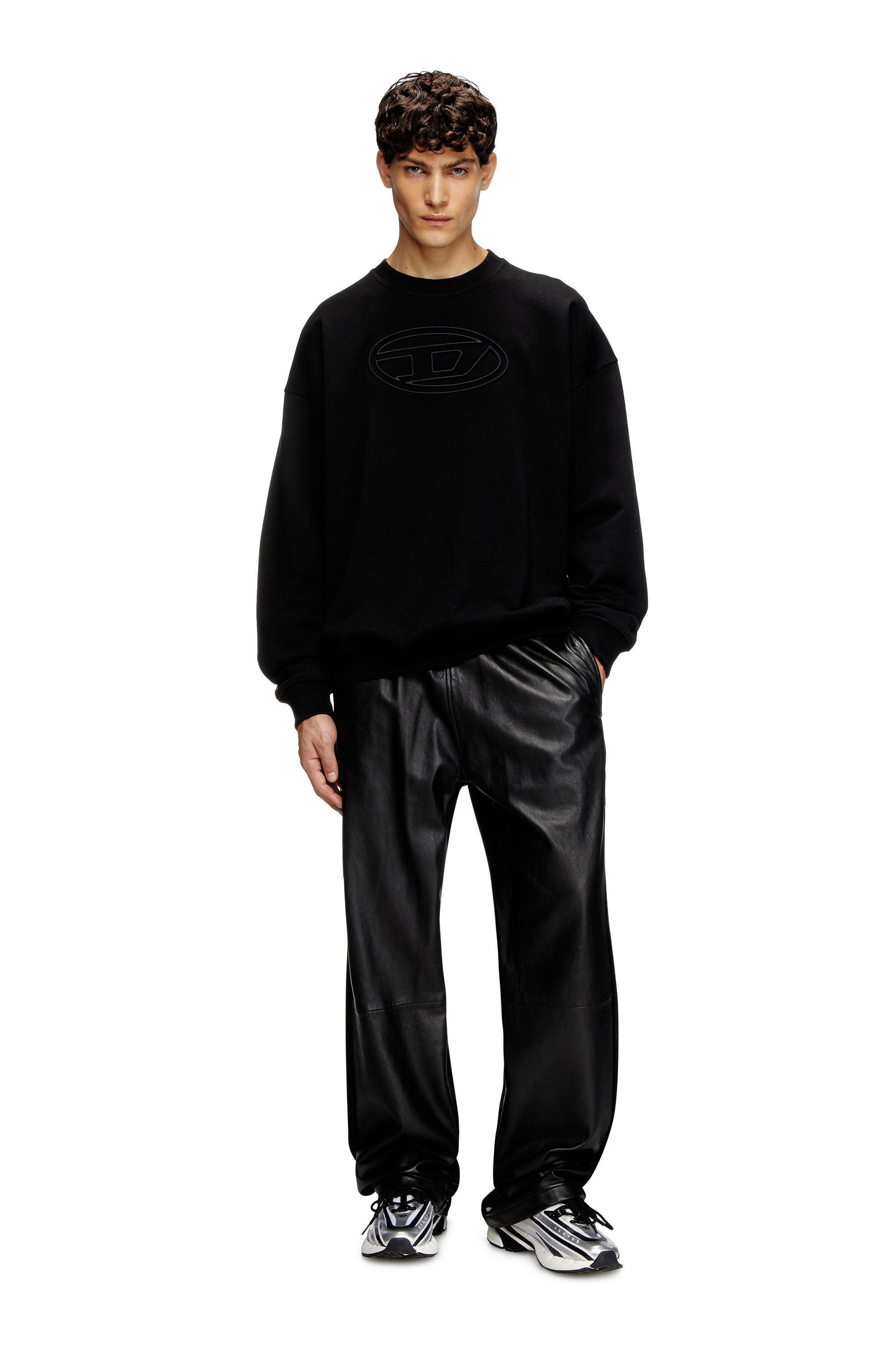 Diesel - S-MART-BIGOVAL, Sudadera con Oval D en relieve Hombre in Negro - 1