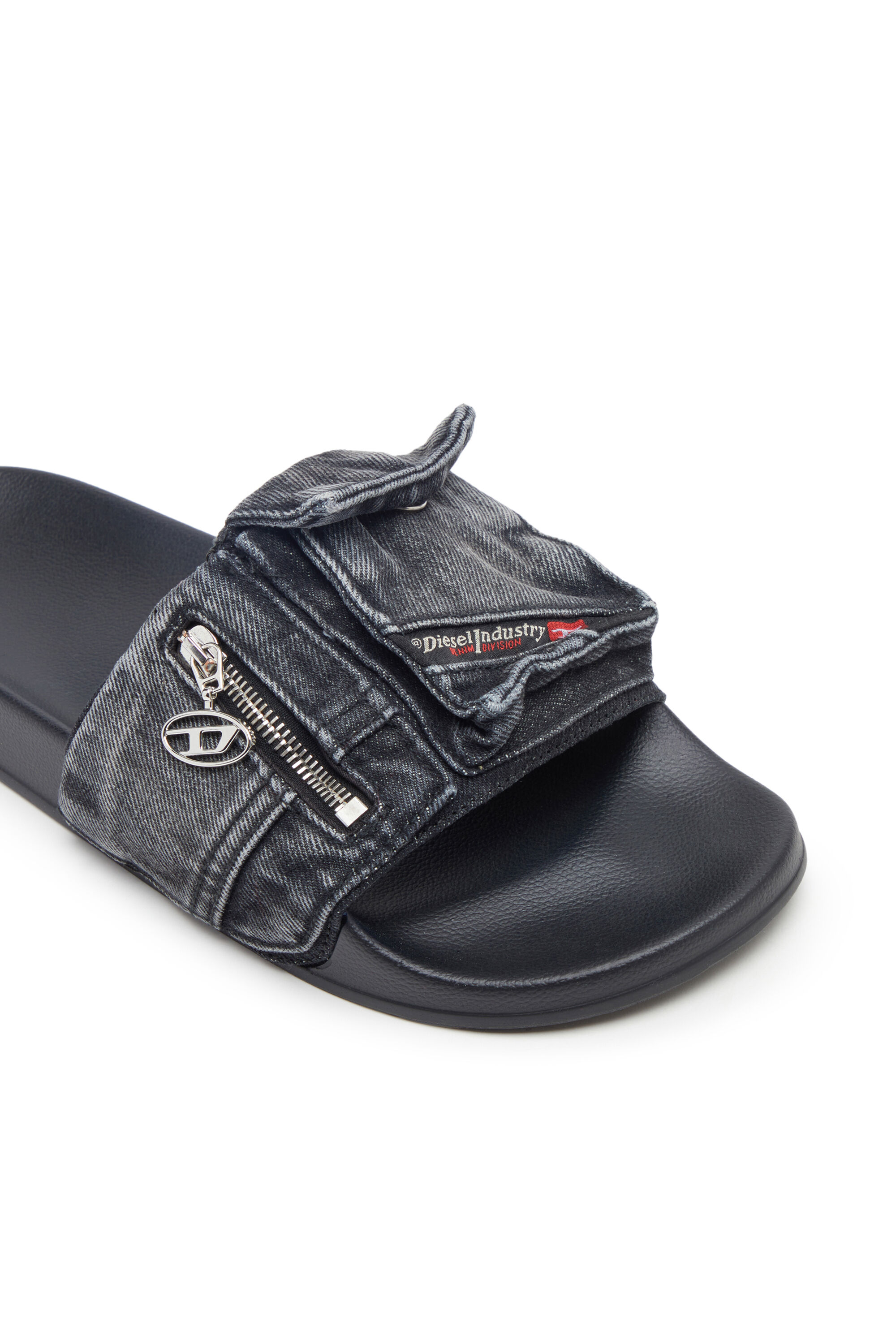 SA MAYEMI PK Man Denim pool slides with utility pockets Diesel