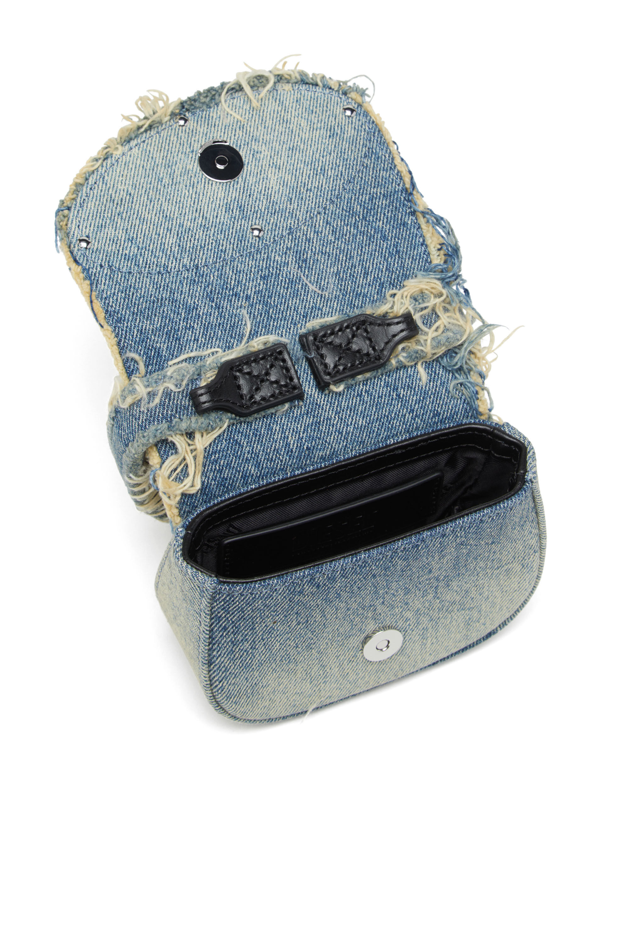 Women's 1DR XS-Iconic mini bag in denim and crystals | Blue