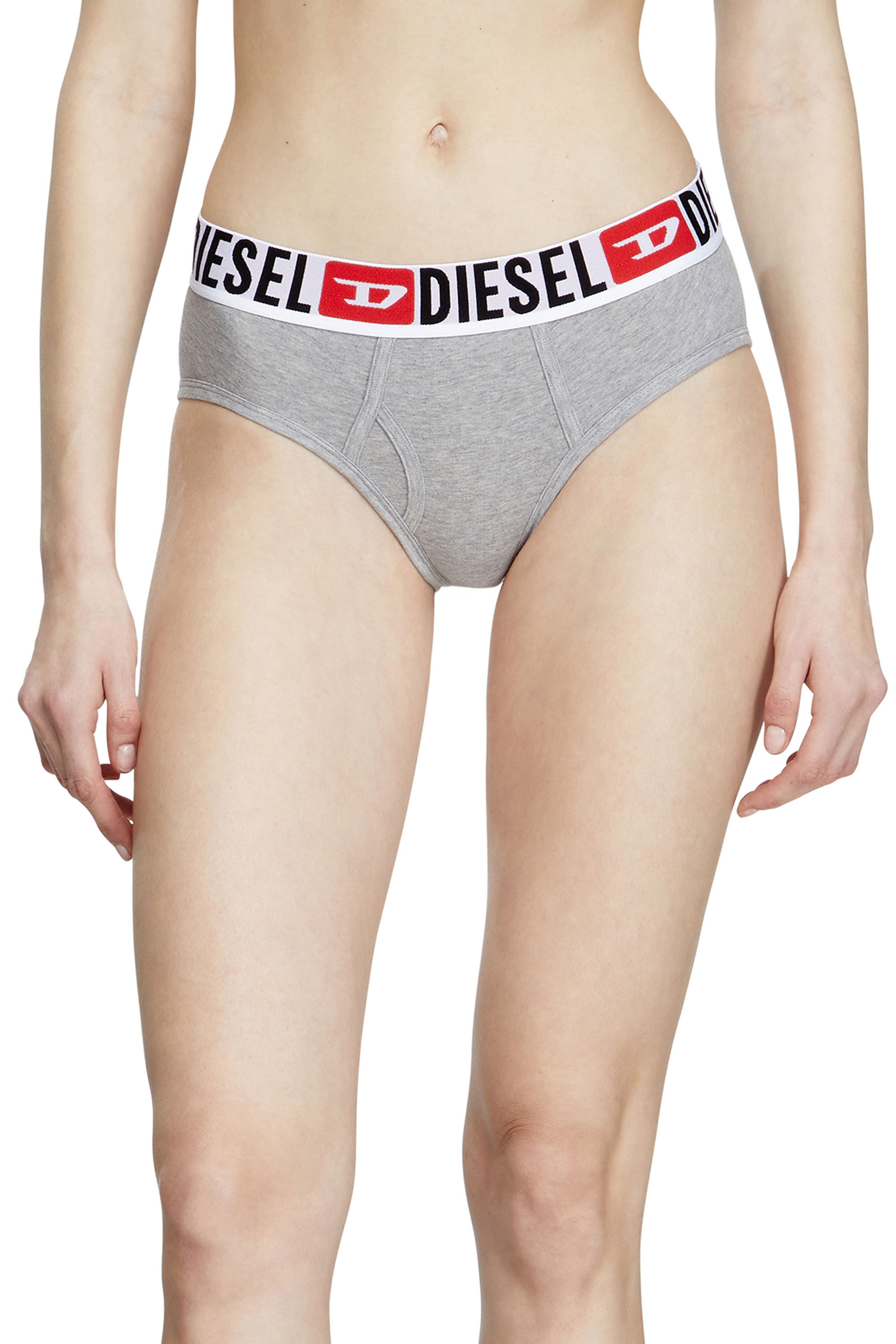 Diesel - OXY-D-CORE-3PACK, Woman's Three-pack briefs with maxi-logo waist in Pink/Grey - 1