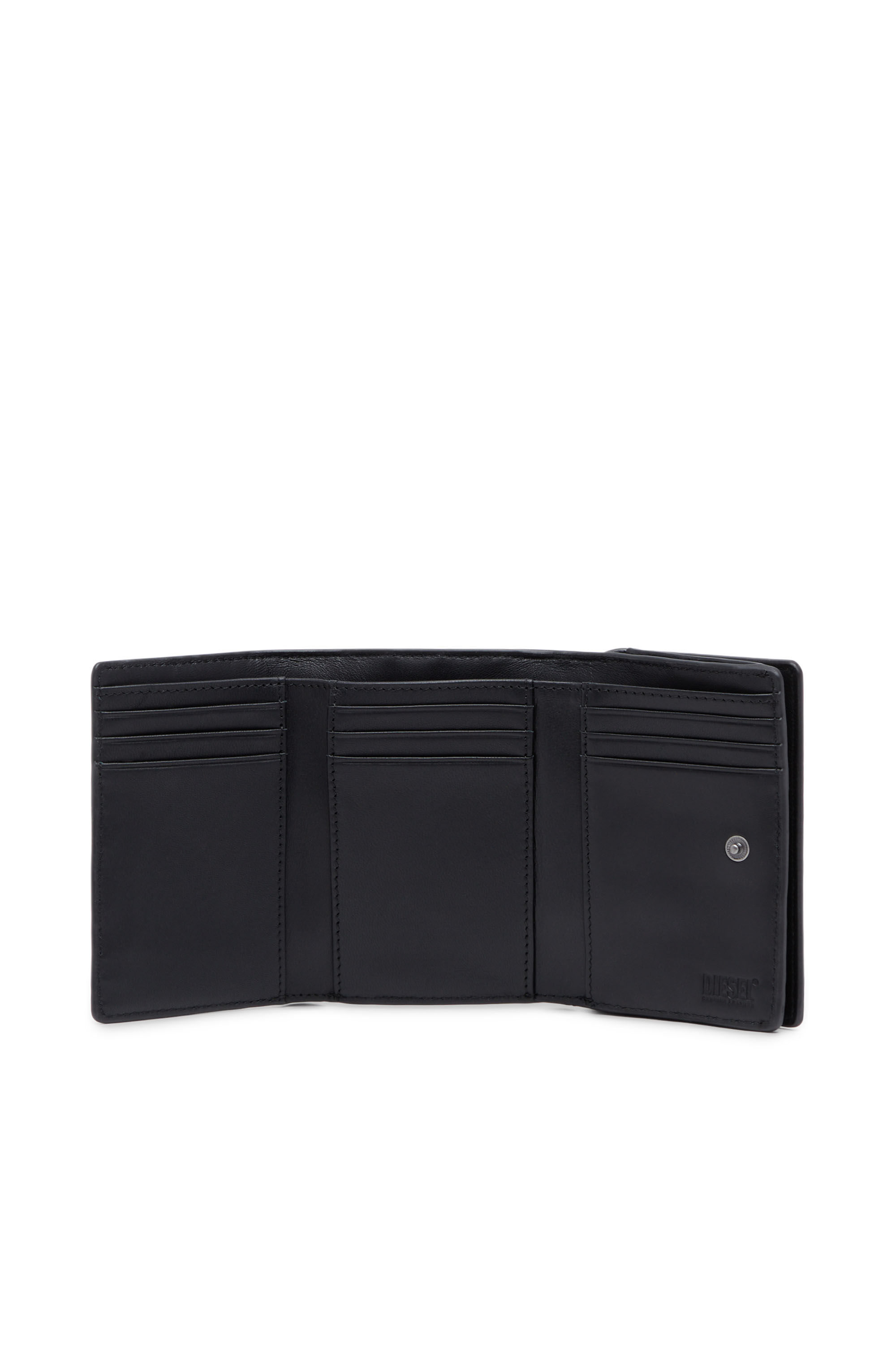 Diesel - TRI-FOLD COIN S, Cartera de piel efecto cocodrilo que se pliega en tres Hombre in Negro - 3