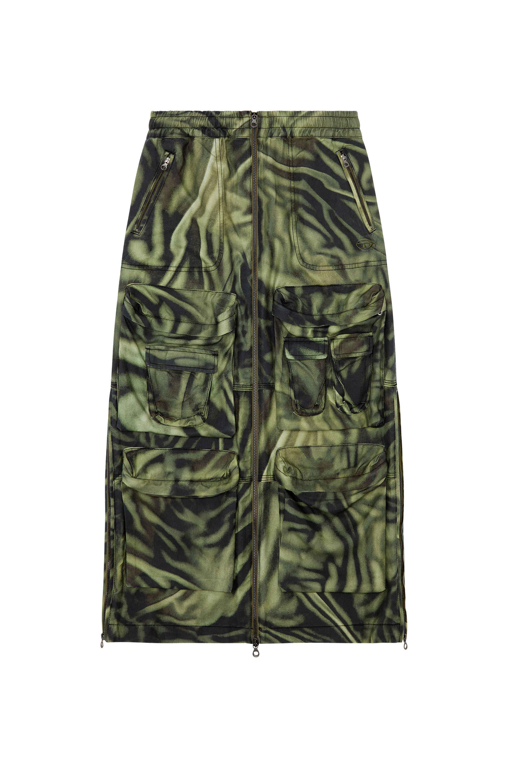 Women s Long cargo skirt with zebra camo print Multicolor Diesel