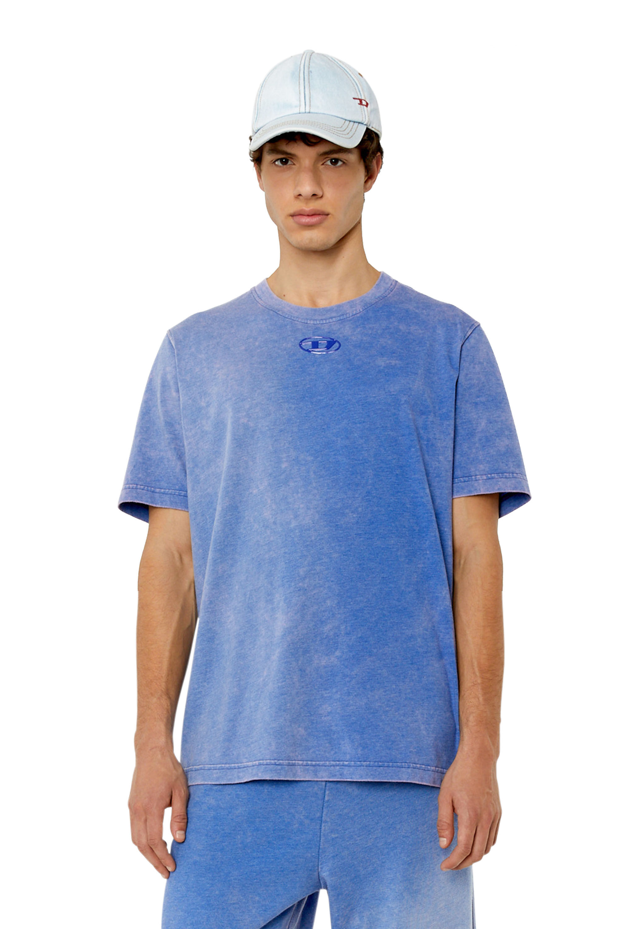 Diesel - T-JUST-G1, Camiseta con tratamiento de blanqueado Hombre in Azul marino - 3