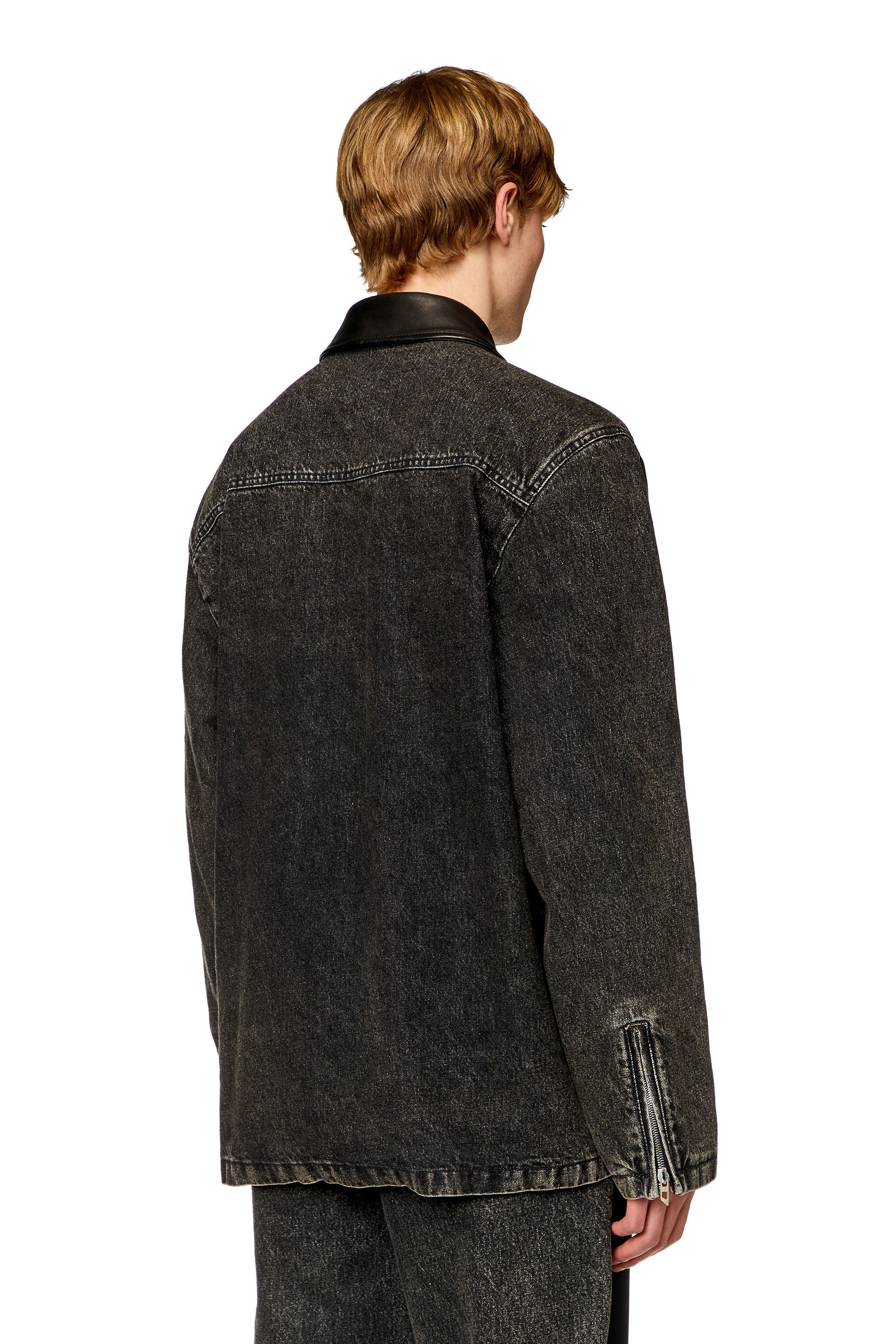 Men's Hybrid denim and leather jacket | Black | Diesel