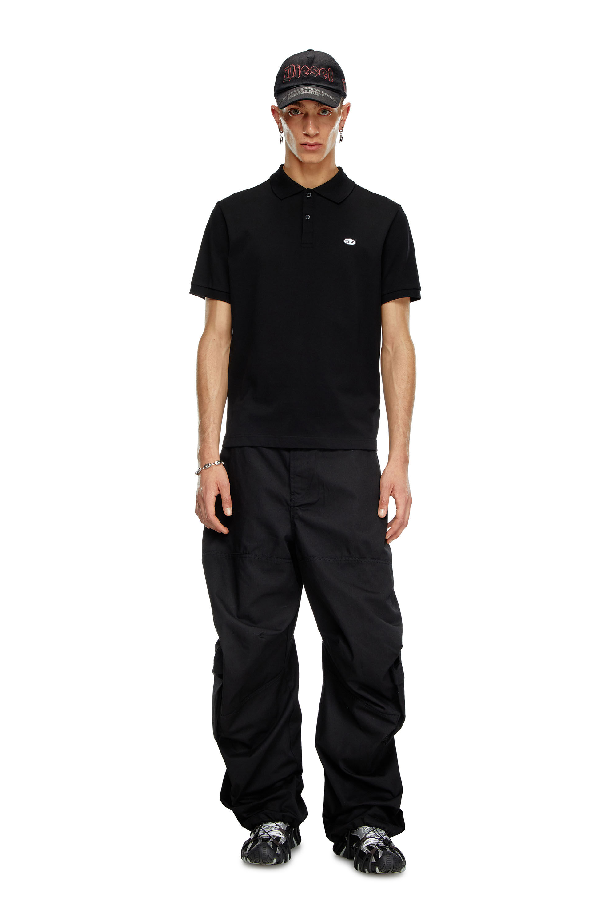 Men's Polo shirt with Oval D patch | Black | Diesel