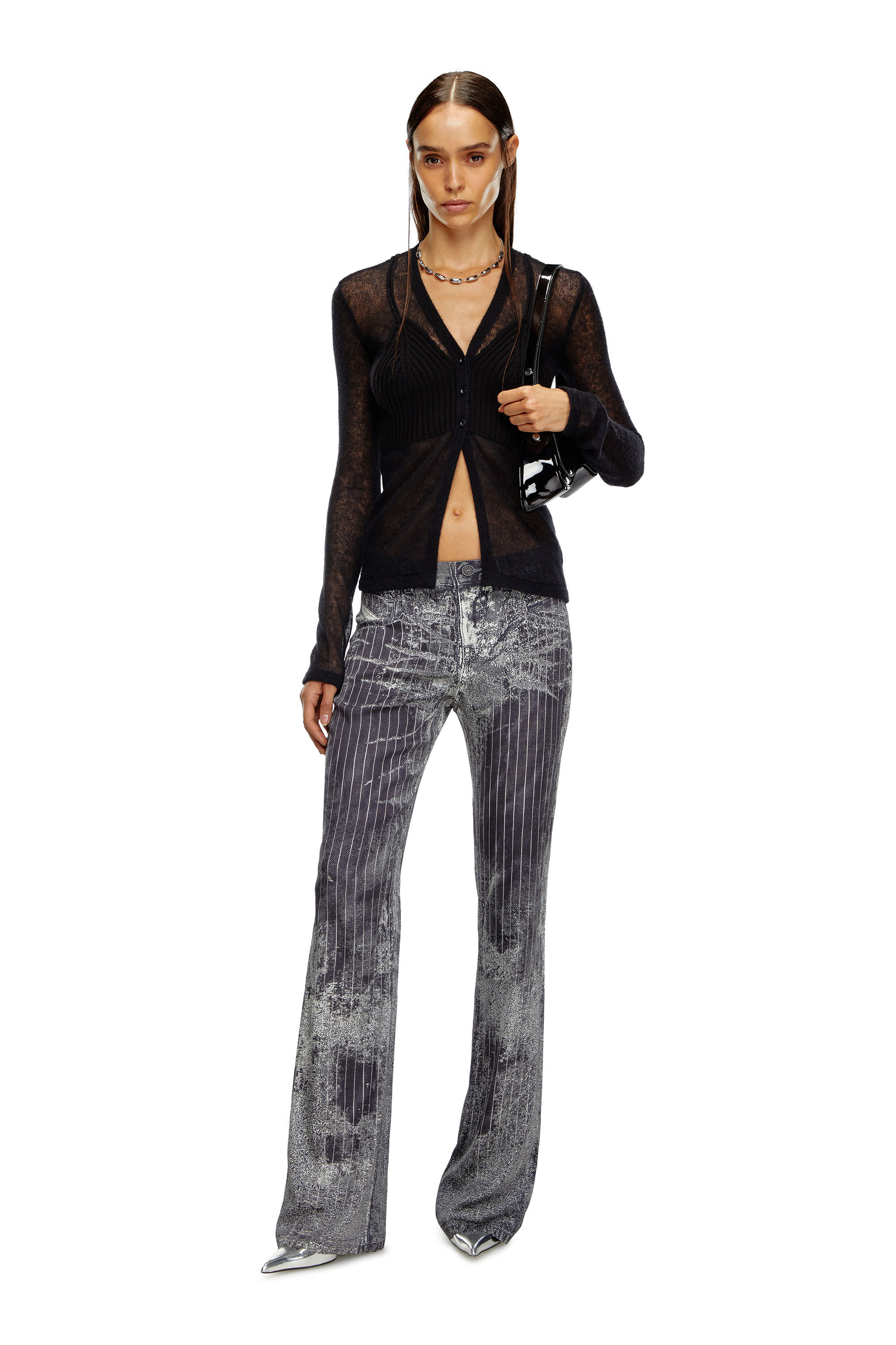 Diesel - M-ARINA, Woman's Sheer cardigan with bra detail in Black - 1