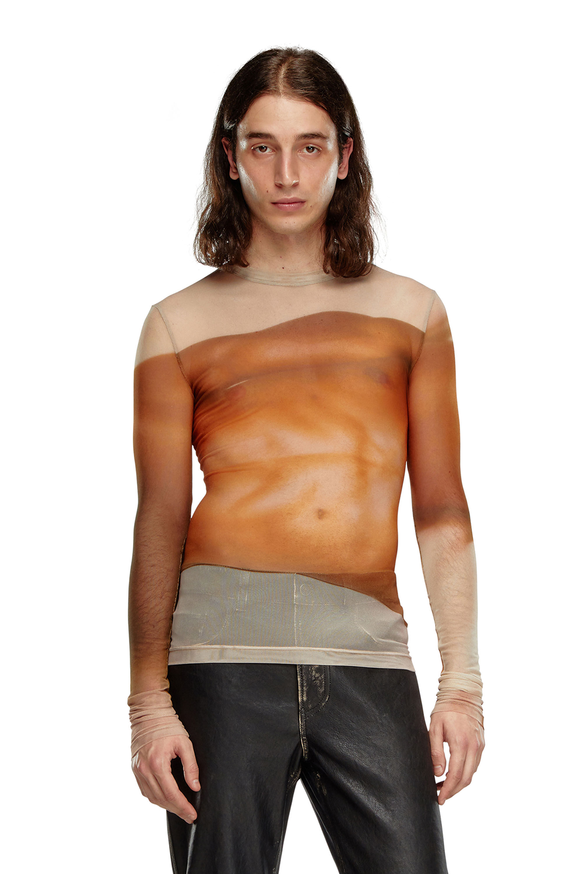 Diesel - PR-T-SIELAR-SS, Camiseta de tul con estampados en primer plano Unisex in Rosa - 3