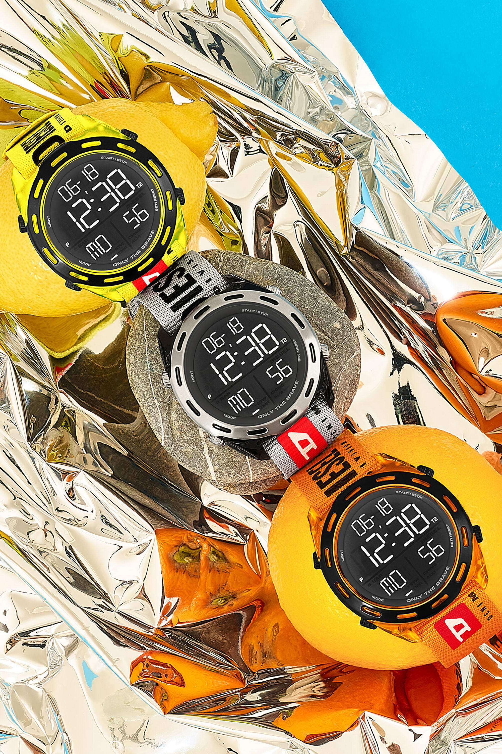 DZ1895 Man: Crusher digital neon yellow nylon watch | Diesel
