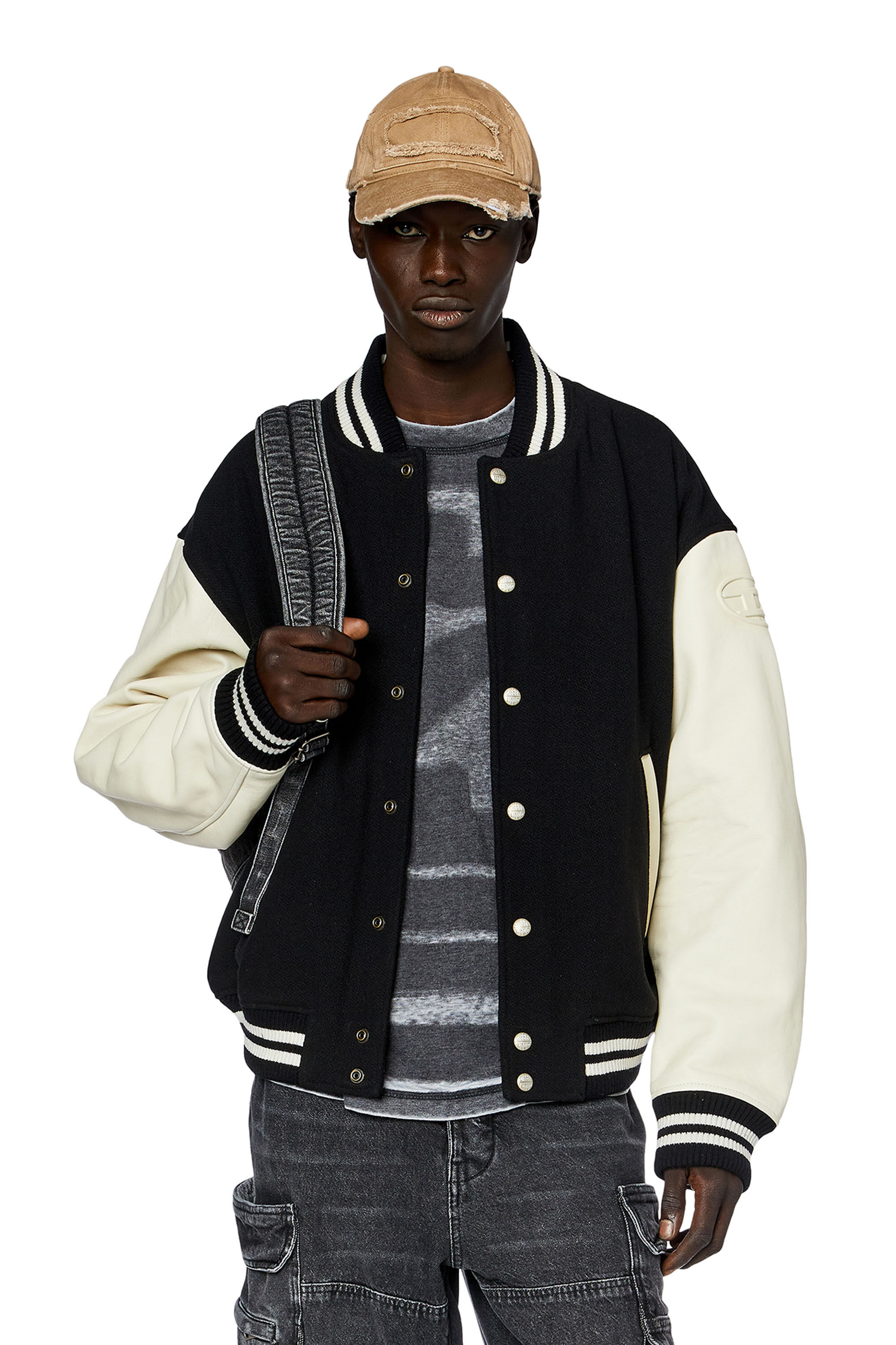 （お得な特別割引価格） Men's Bomber Diesel | Multicolor | wool and leather in jacket ジャケット・アウター