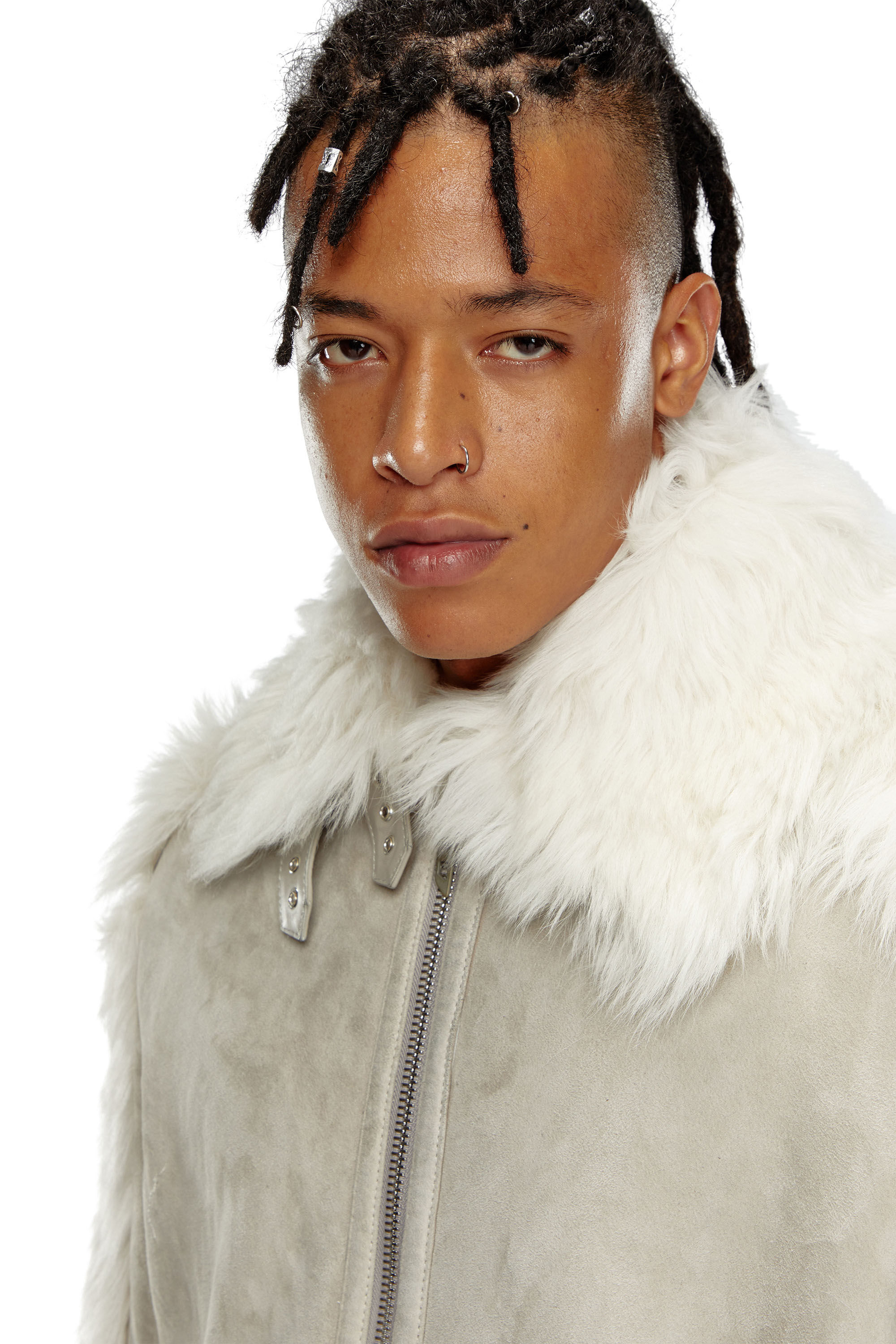 Grey shearling jacket mens sales