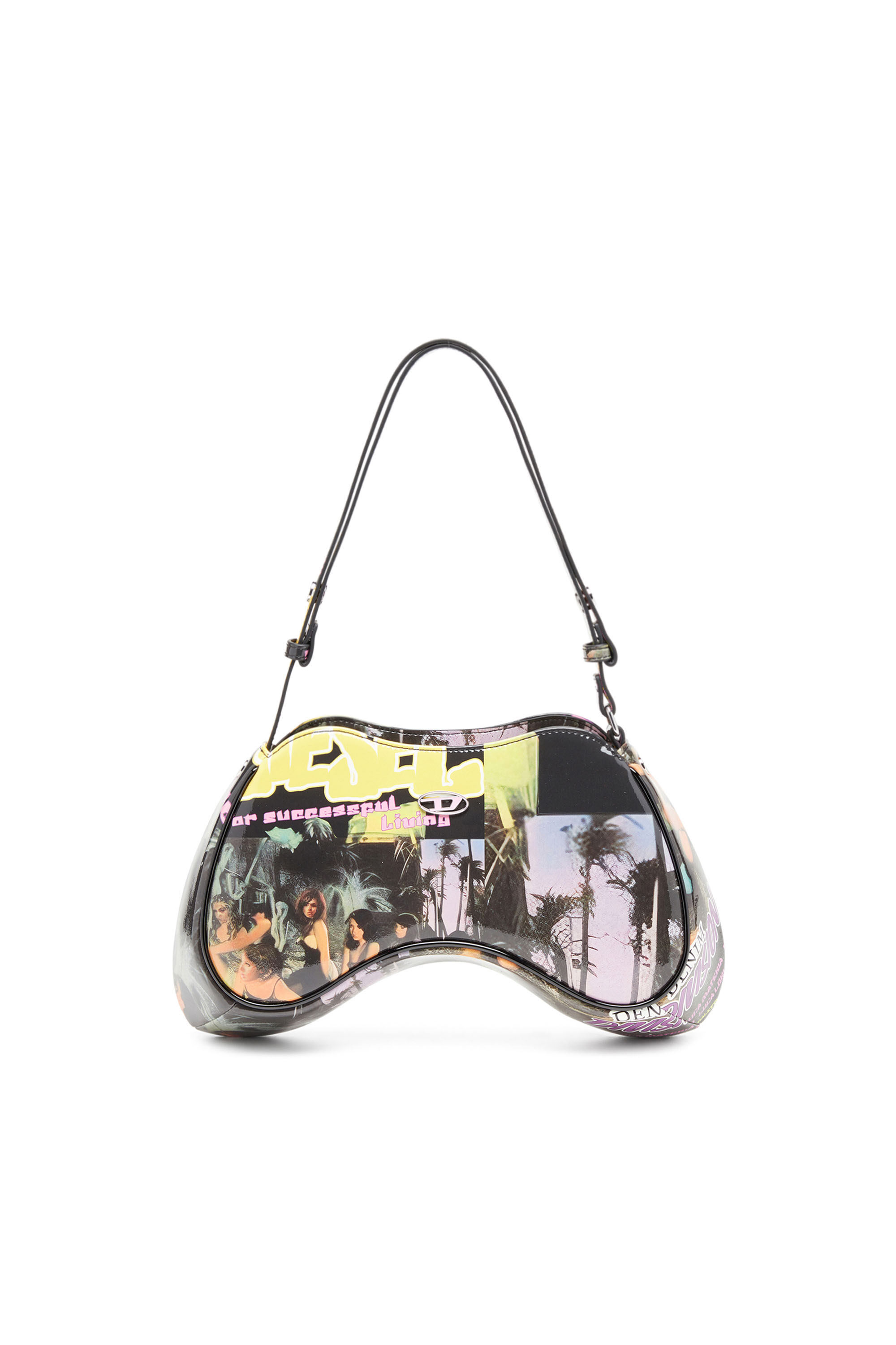 Women's Play-Shoulder bag in printed glossy PU | Multicolor
