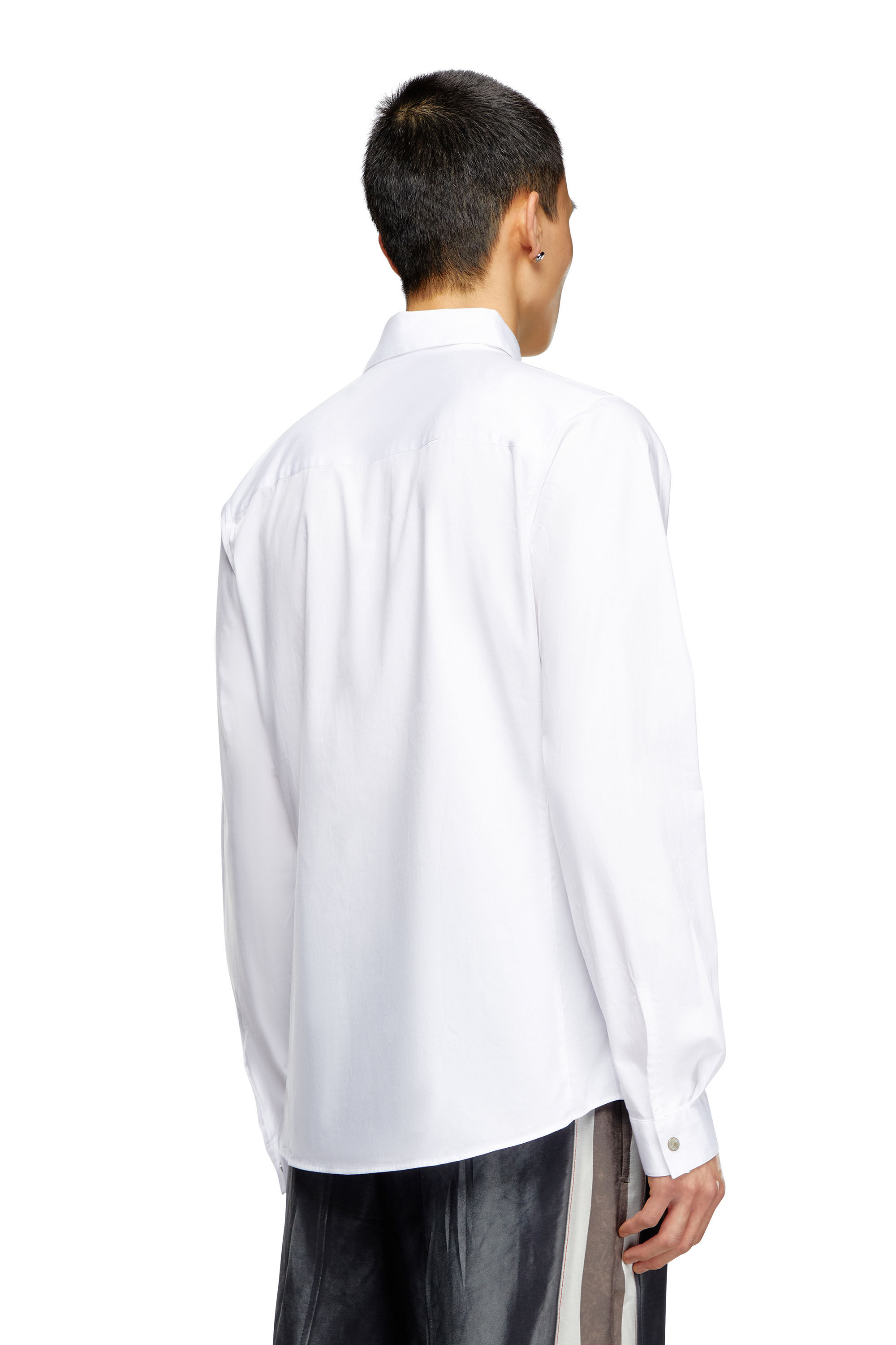 Diesel - S-FITTY-A, Man Formal shirt with logo-embroidered collar in White - Image 5
