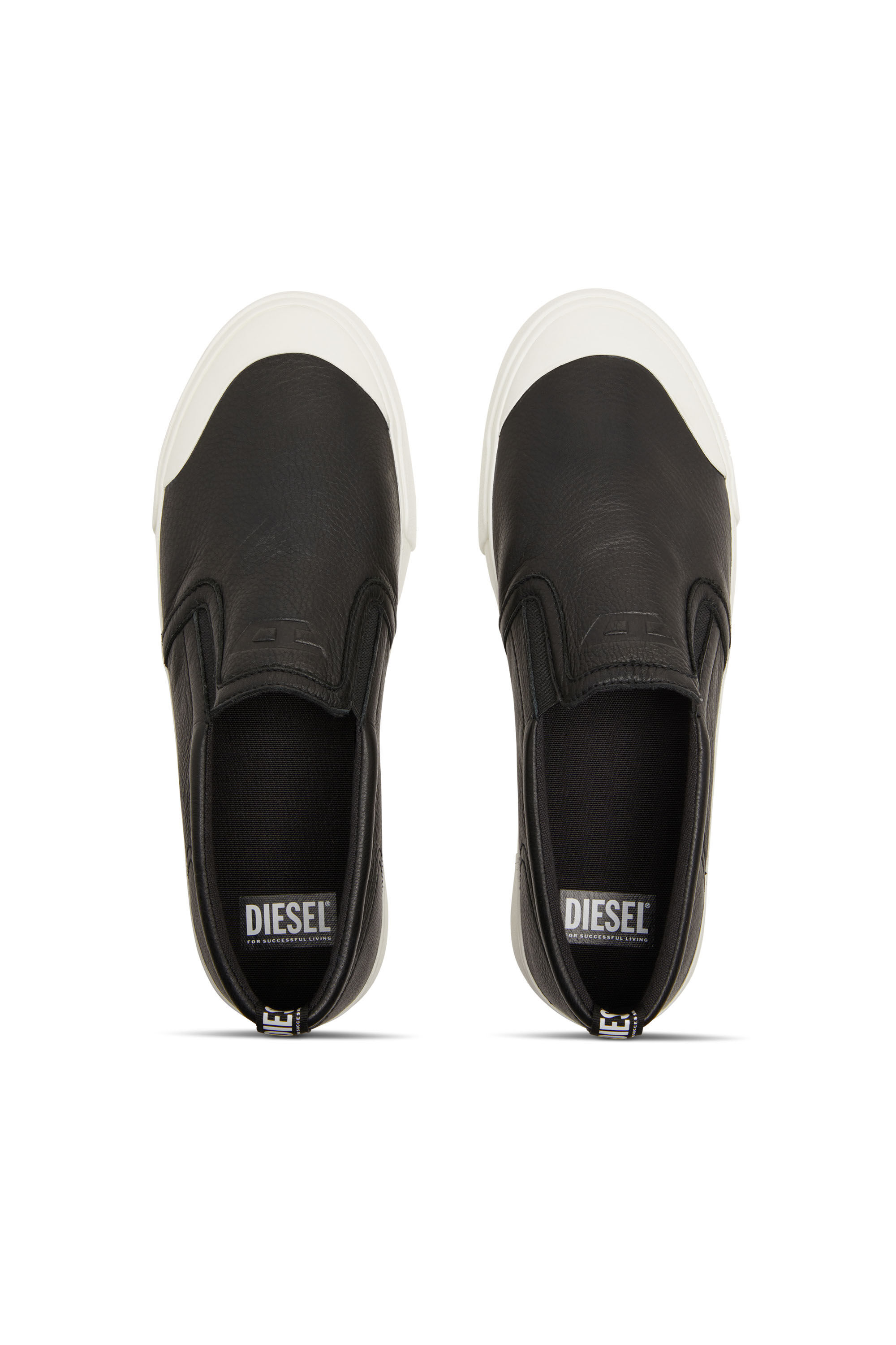 【関税込み】Diesel ブラック S-Athos スリッポンスニーカー Men's S-Athos-Slip-on sneakers in plain leather | Black | Diesel