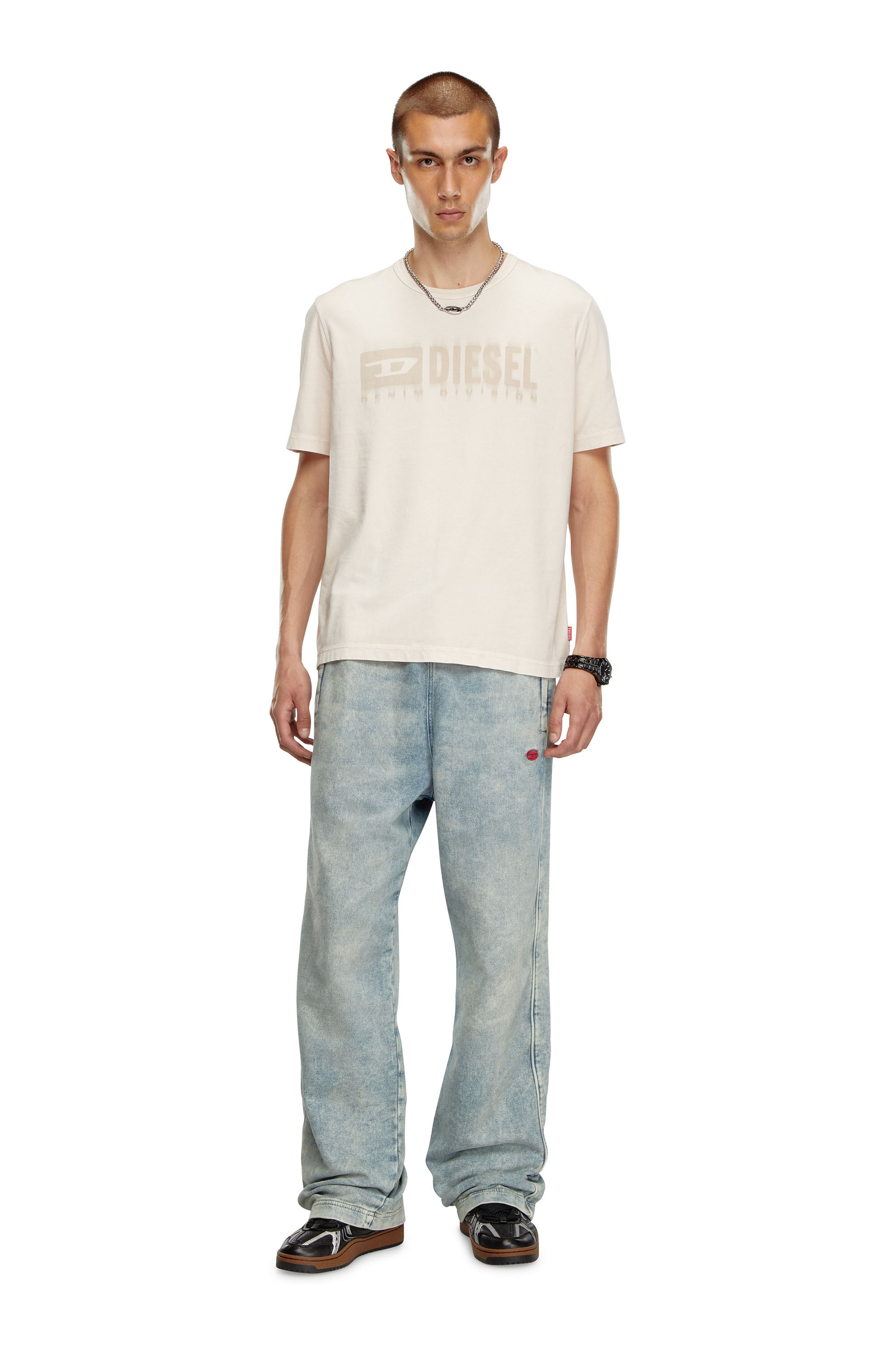 Men's T-shirt with sun-faded treatment | Beige | Diesel