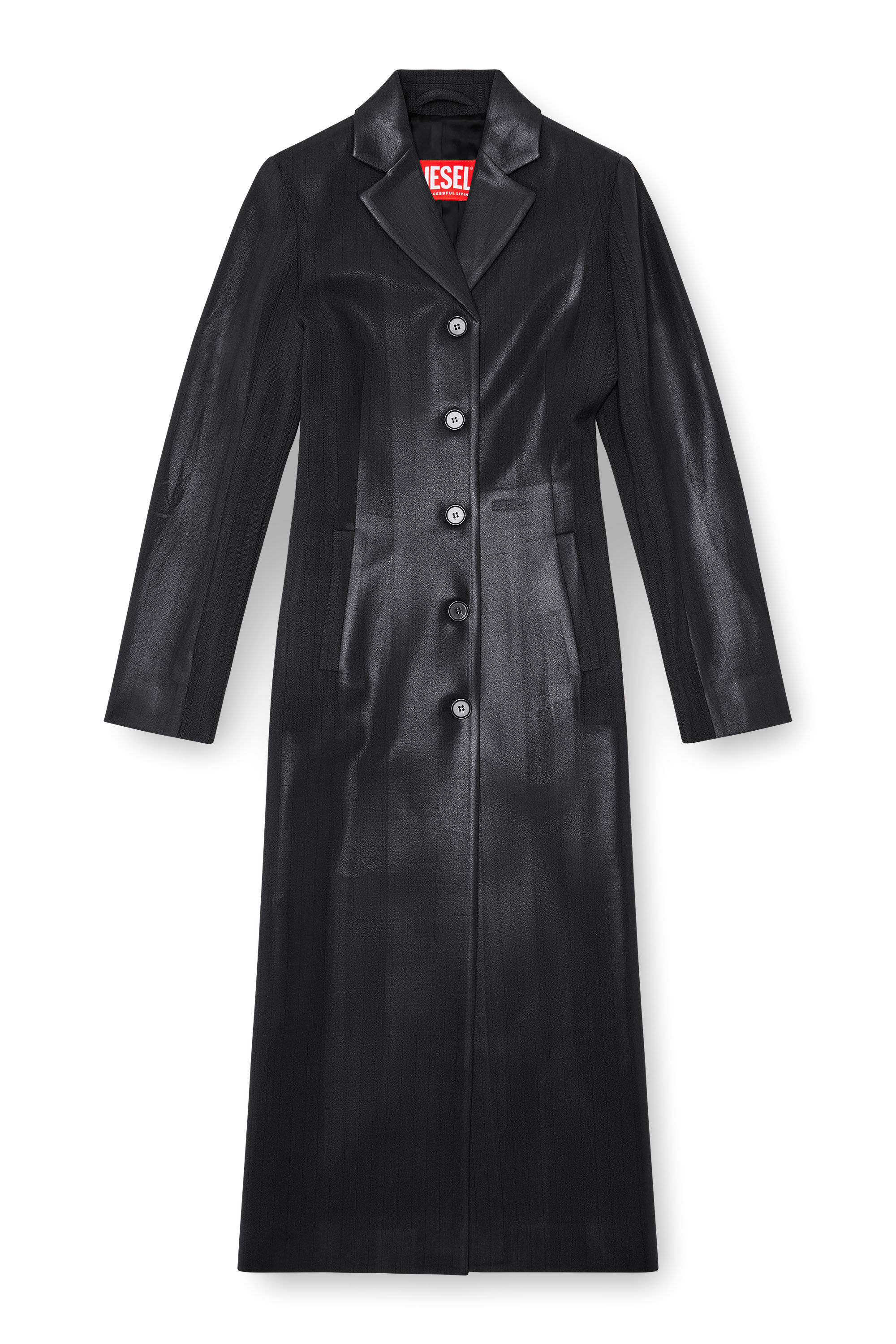 Diesel - G-LAMOUR, Chaqueta a rayas finas con parte delantera recubierta Mujer in Negro - 2
