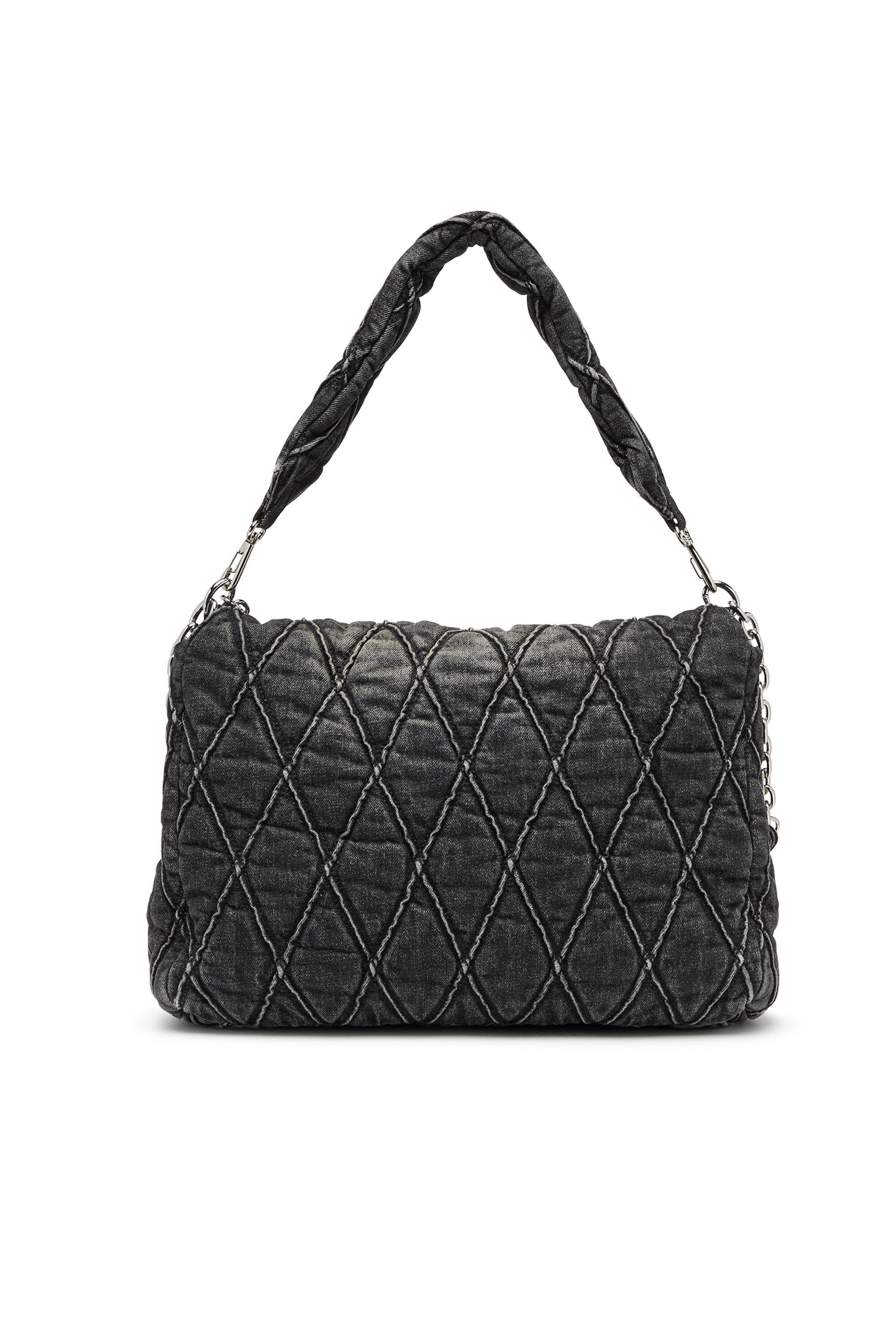 Diesel Women s charm d Large Denim Shoulder Bag Black Shoulder Bags