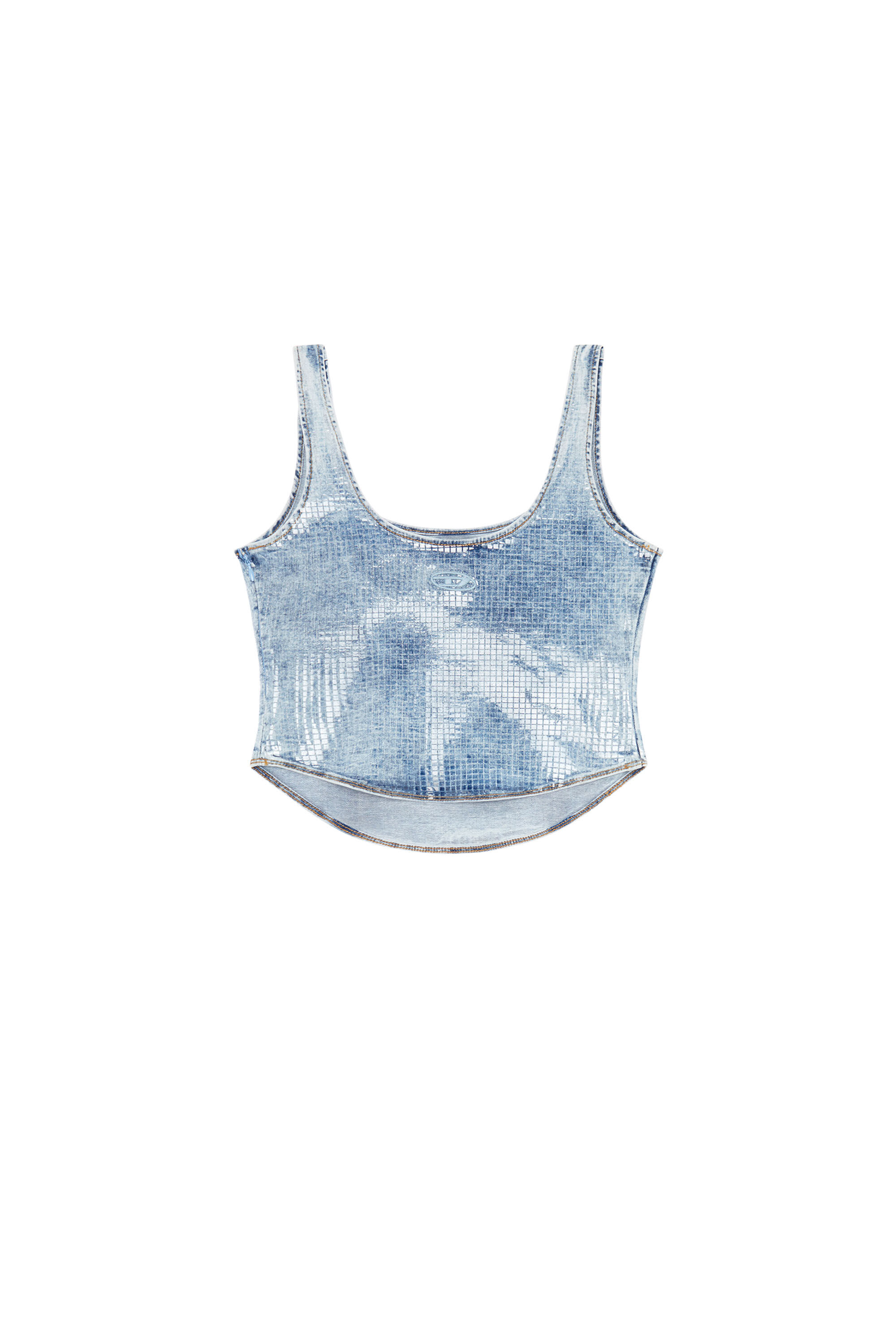 Women's Tank top in sequin Denim | Blue | Diesel Denim Set