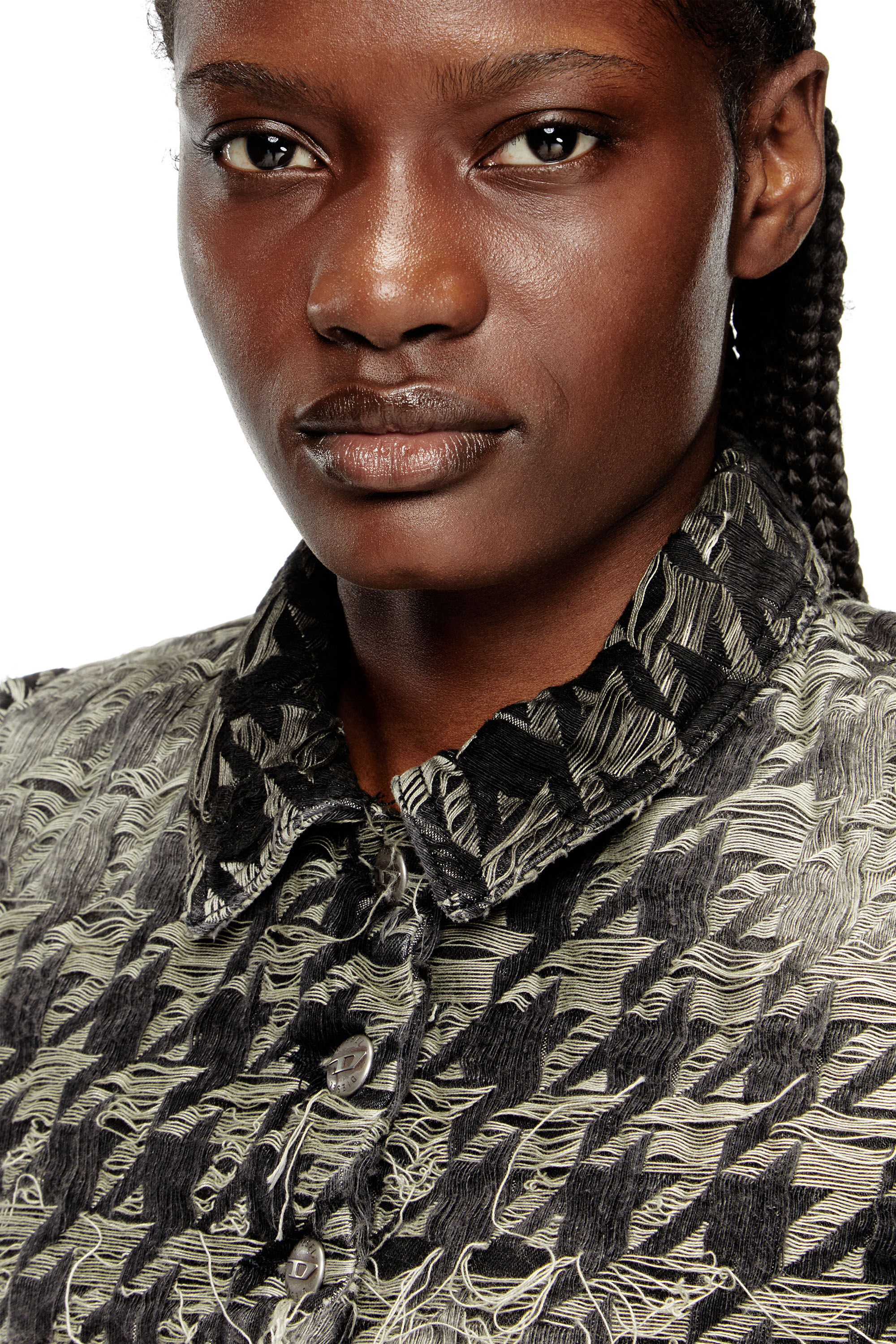 Diesel - DE-ANSIS-FSH2, Woman's Shrug in houndstooth-weave denim in Black - 4