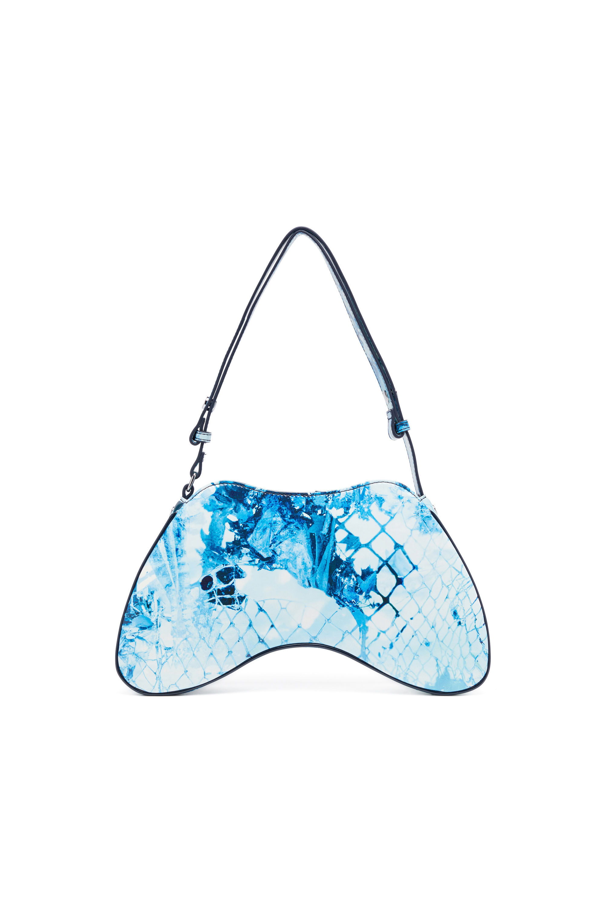Women's Play-Shoulder bag in printed glossy PU | Blue | Diesel Women's Play-Shoulder bag in printed glossy PU | Blue | Diesel