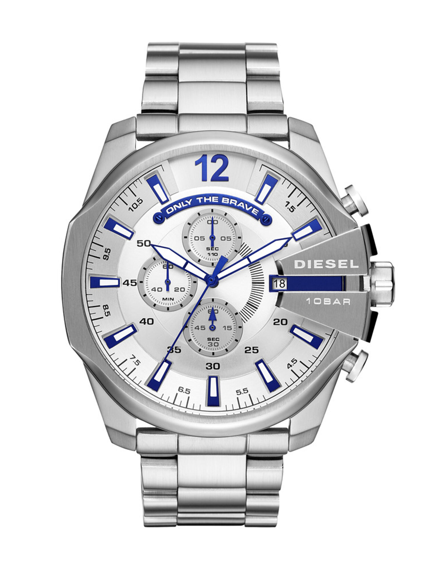 DZ4477 Man Silver watch with three link strap 51 mm Diesel