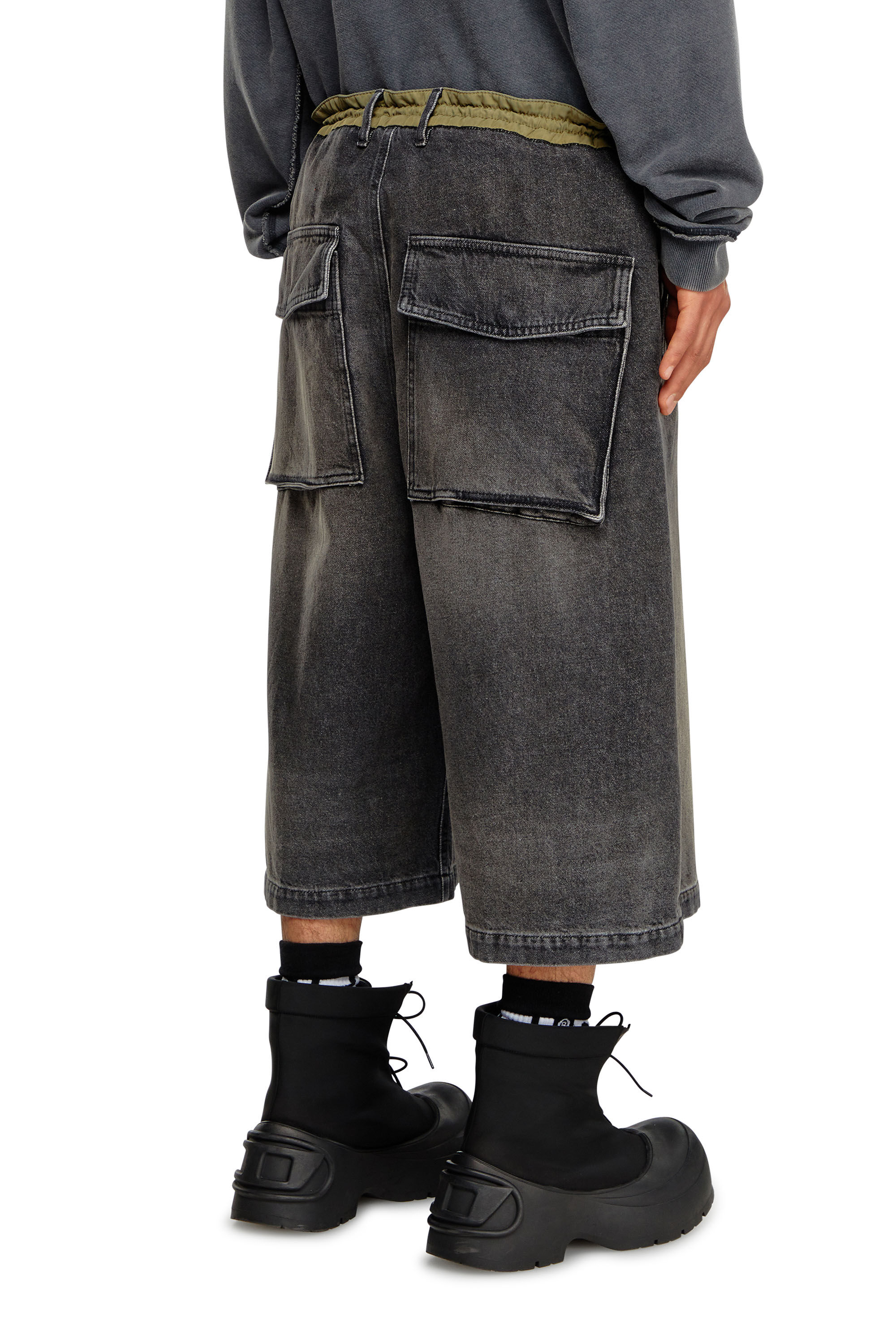 Diesel - D-ANDRE-SHORT-S, Man's Loose bermuda shorts in denim and nylon in Black - 5