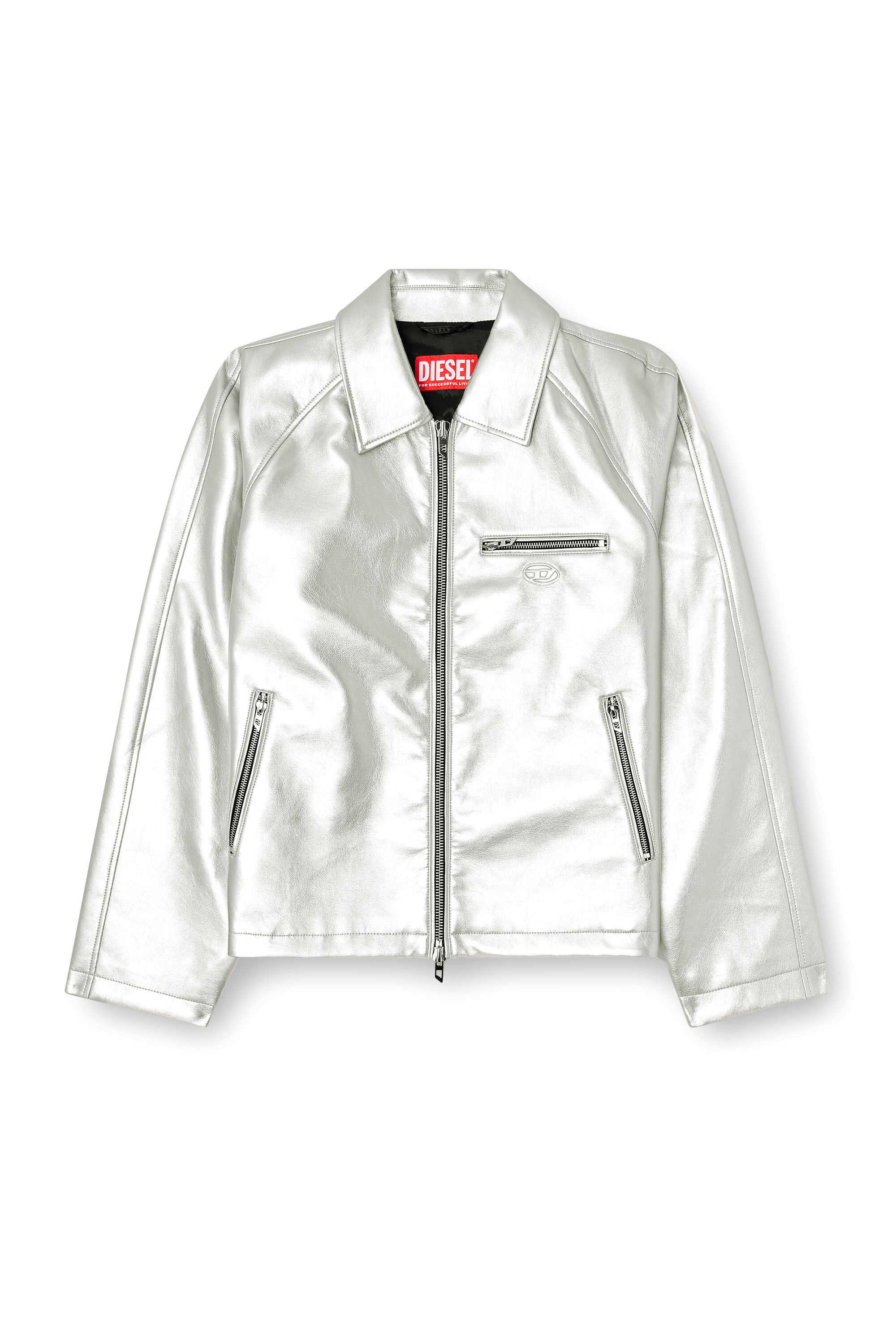 Diesel - J-THOME, Chaqueta coach metálica Unisex in Plateado - 2