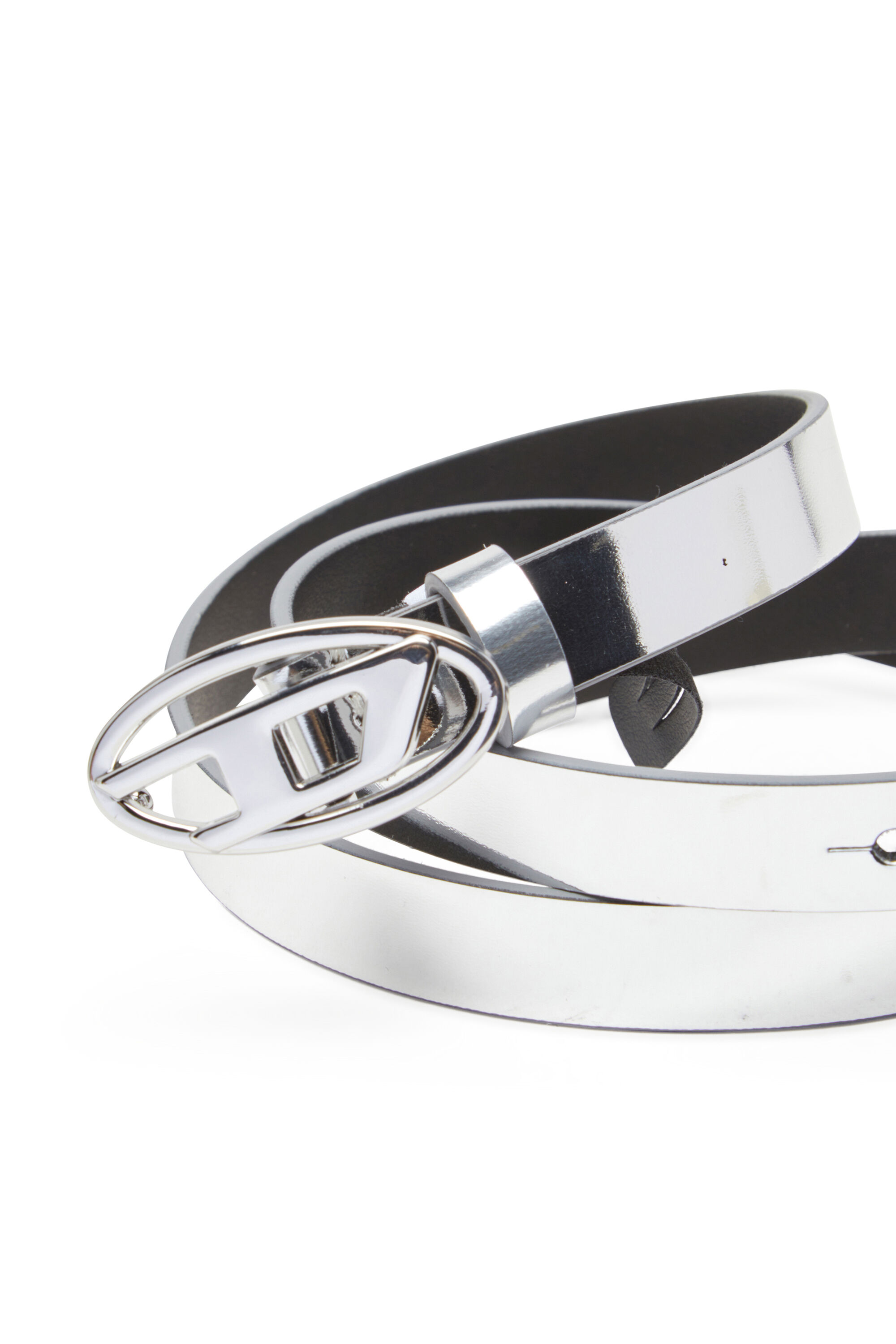 Diesel - B-1DR 15, Cinturón de 1,5 cm con acabado metálico espejado Mujer in Plateado - 3