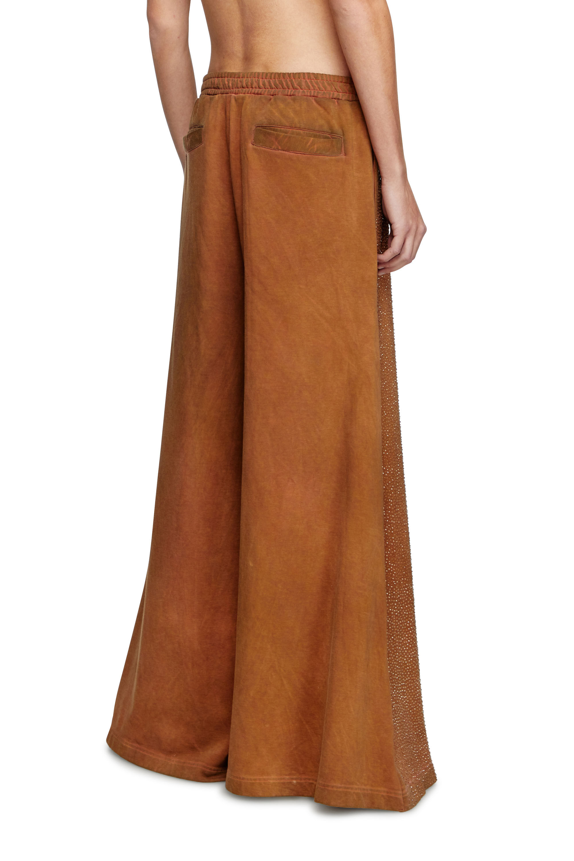 Women's Wide-leg sweatpants with crystals | Brown | Diesel