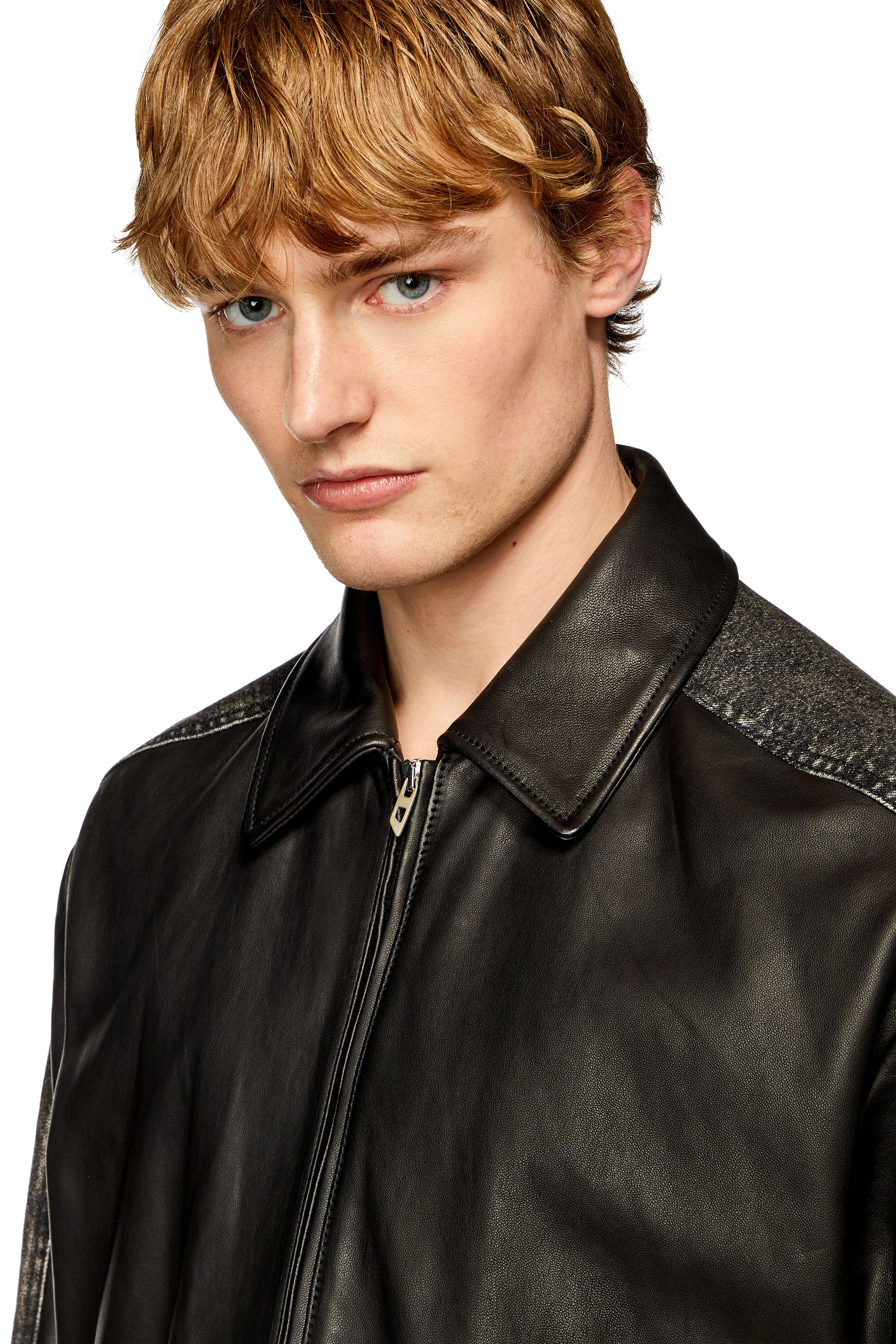 Men's Hybrid denim and leather jacket | Black | Diesel