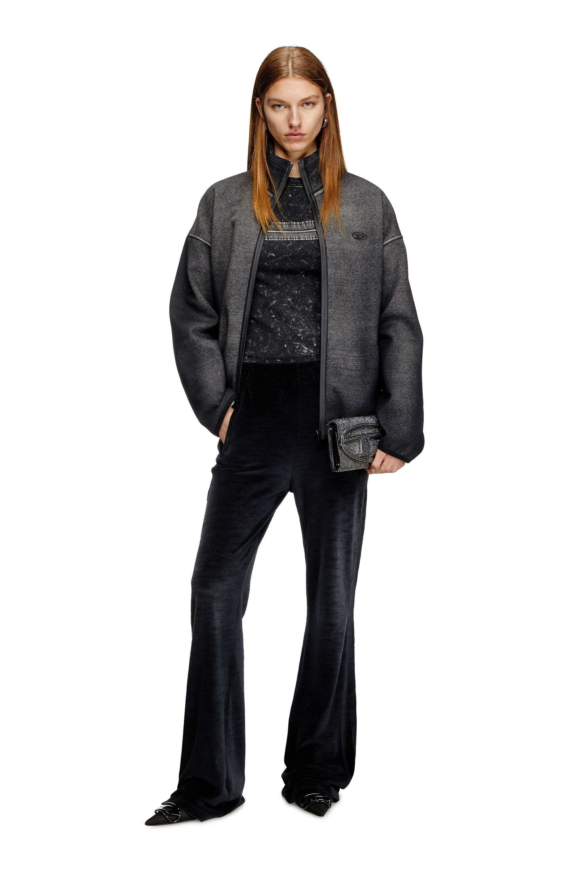 Diesel - P-ELY-Q1, Pantalones deportivos de pernera ancha Mujer in Negro - 1
