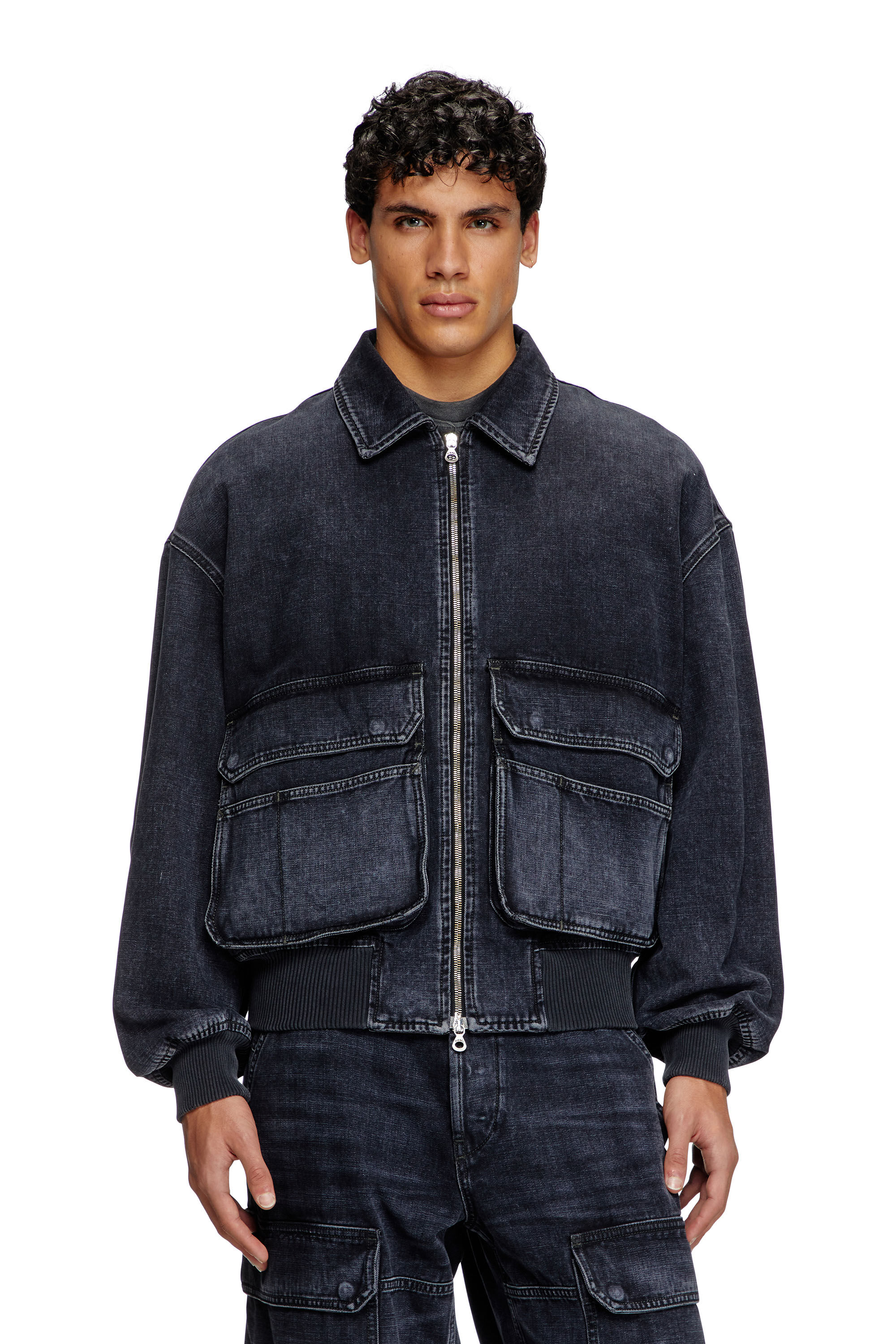 Diesel - D-KURZ, Chaqueta de denim con tejido batavia Unisex in Negro - 3