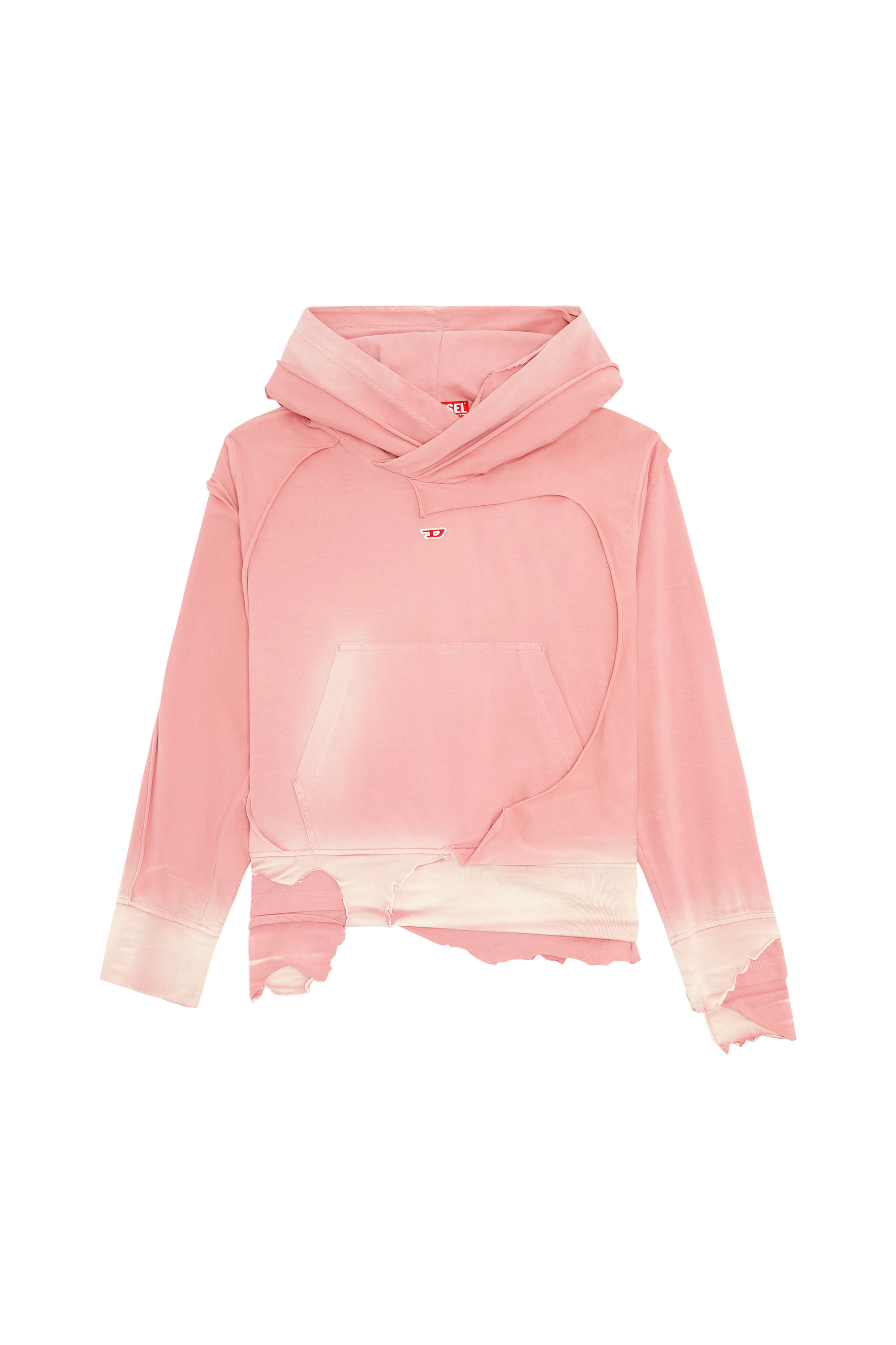 Tシャツ・カットソー DIESEL F MATE HOOD LIGHT PINK A129790KLAH3CI A129790KLAH3CIS Women's Hoodie with destroyed peel-off effect | Pink | Diesel