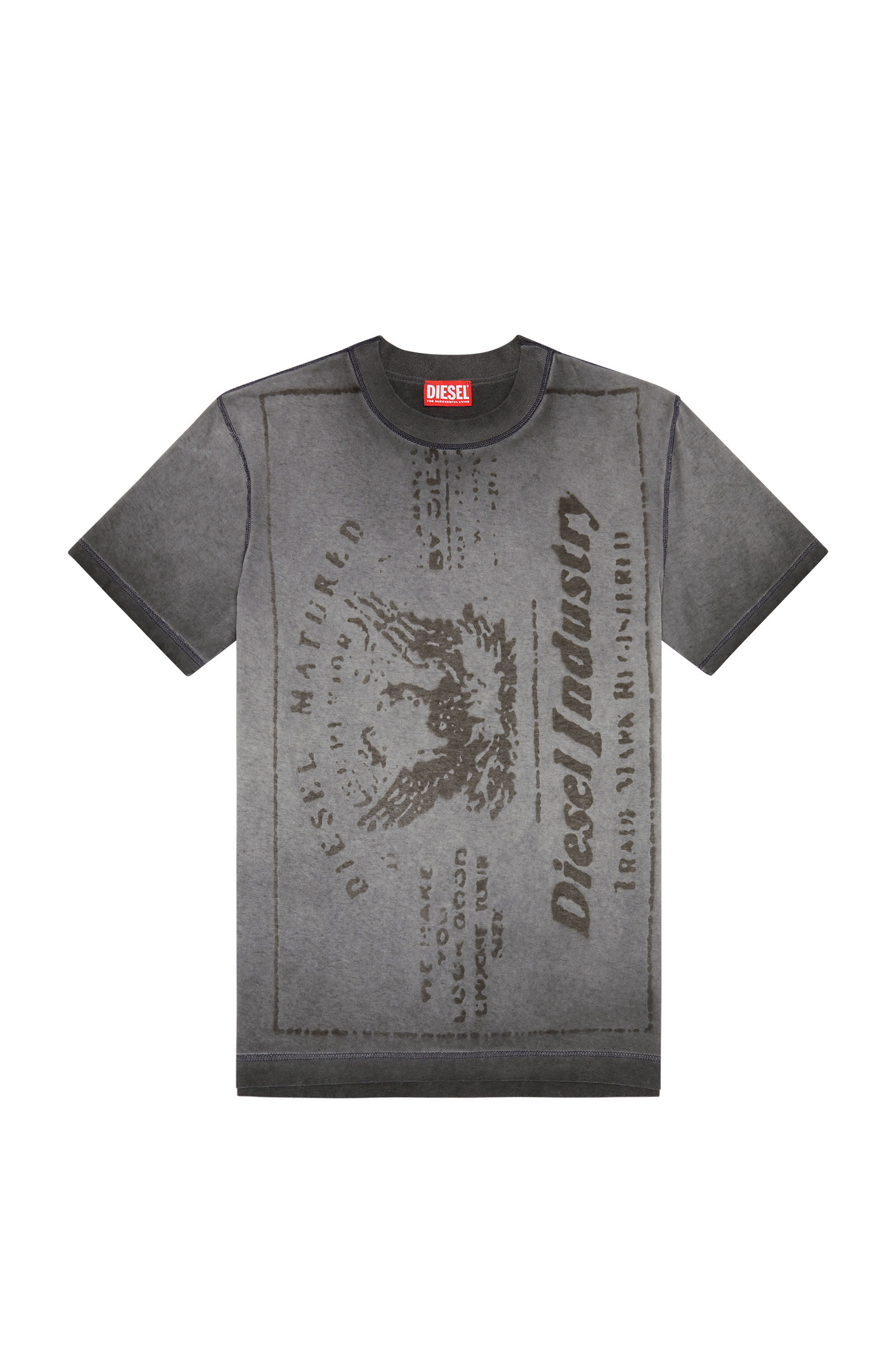 Diesel - T-DIEGOR-L2, Camiseta con estampado jacron desteñido Hombre in Gris - 2